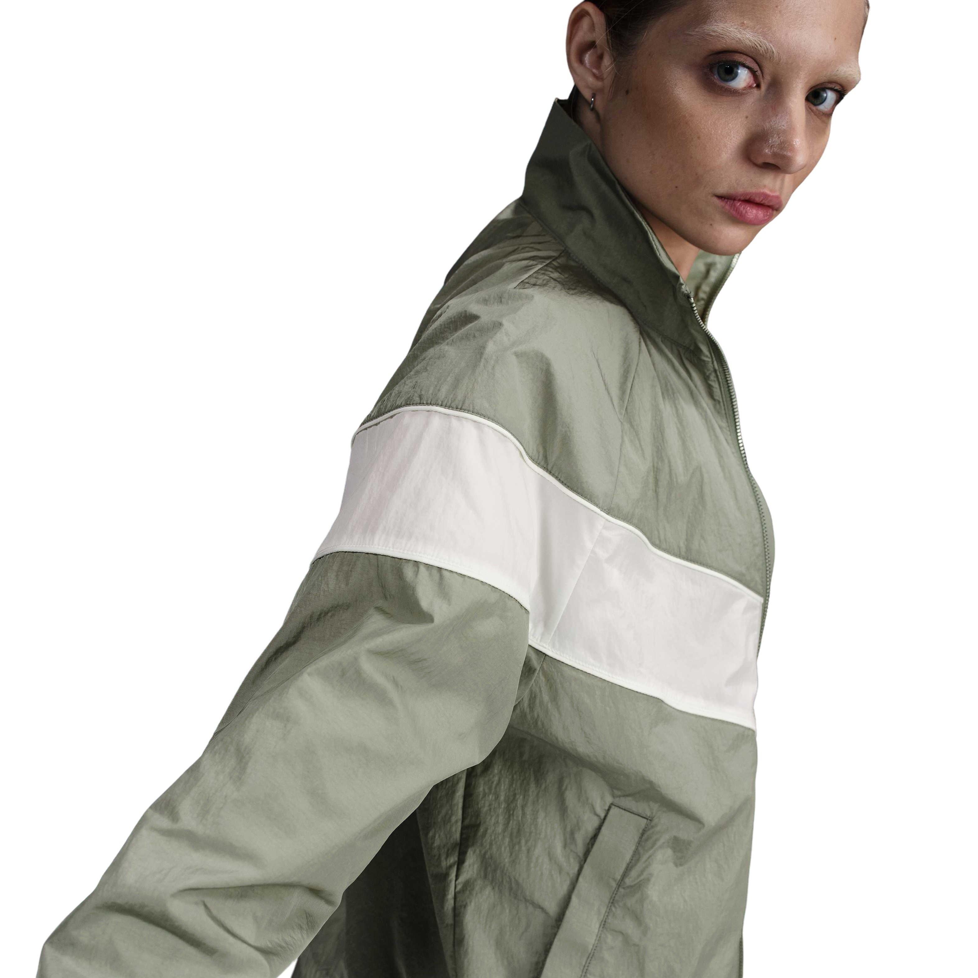 Nike Women's Sportswear WR Loose UV Woven Full-Zip Jacket -Green - GREEN Thumbnail View 4