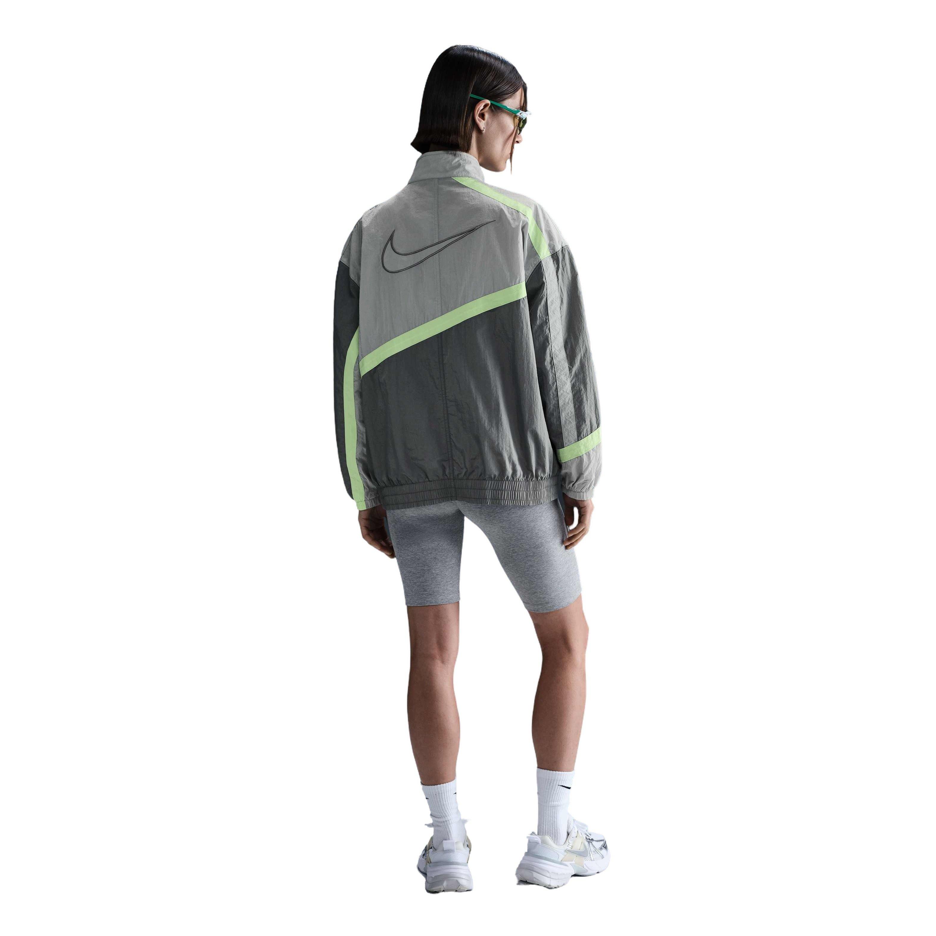 Nike Women's Sportswear Oversized Woven Jacket - GREY/LIME Thumbnail View 2