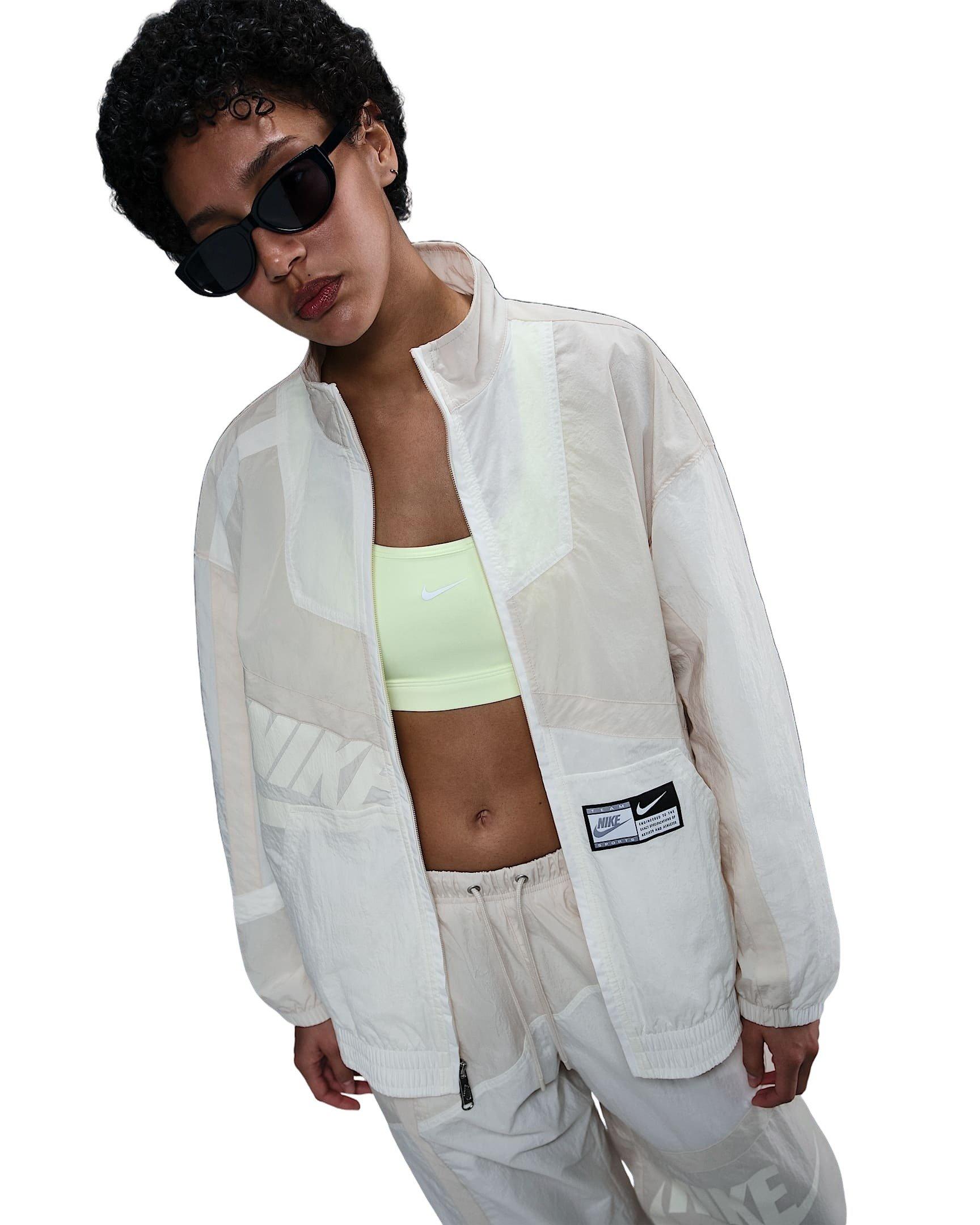 Nike Women's Sportswear Oversized Woven Jacket - WHITE/LT BROWN Thumbnail View 1