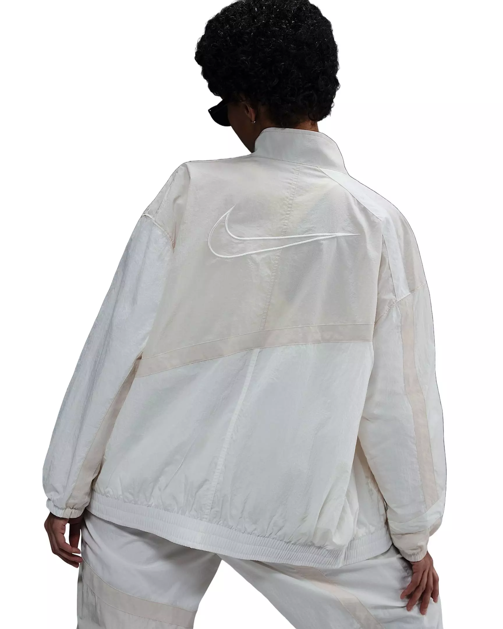 Nike Women's Sportswear Oversized Woven Jacket - WHITE/LT BROWN