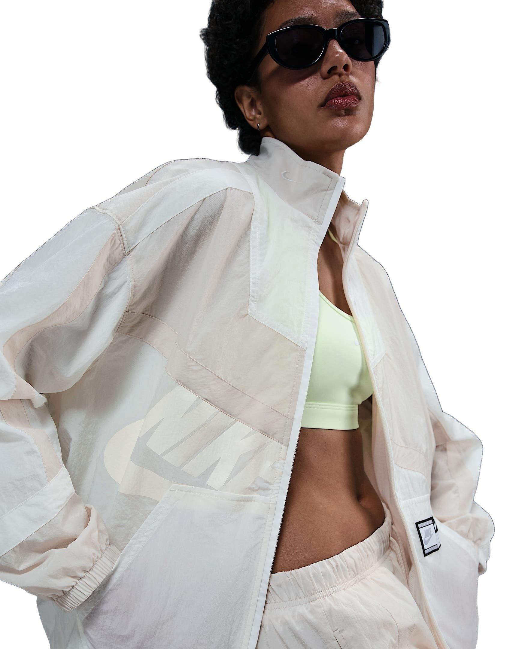 Nike Women's Sportswear Oversized Woven Jacket - WHITE/LT BROWN Thumbnail View 3
