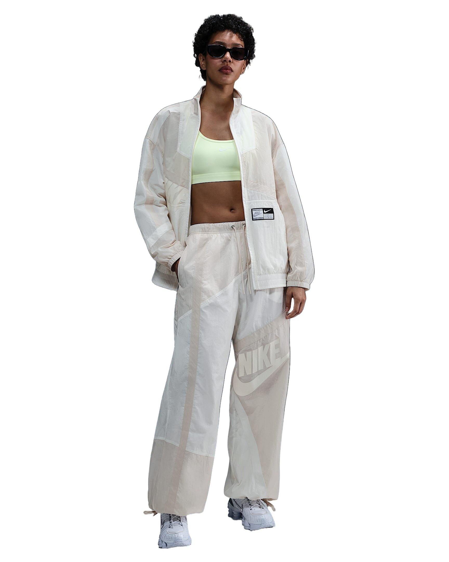 Nike Women's Sportswear Oversized Woven Jacket - WHITE/LT BROWN Thumbnail View 4