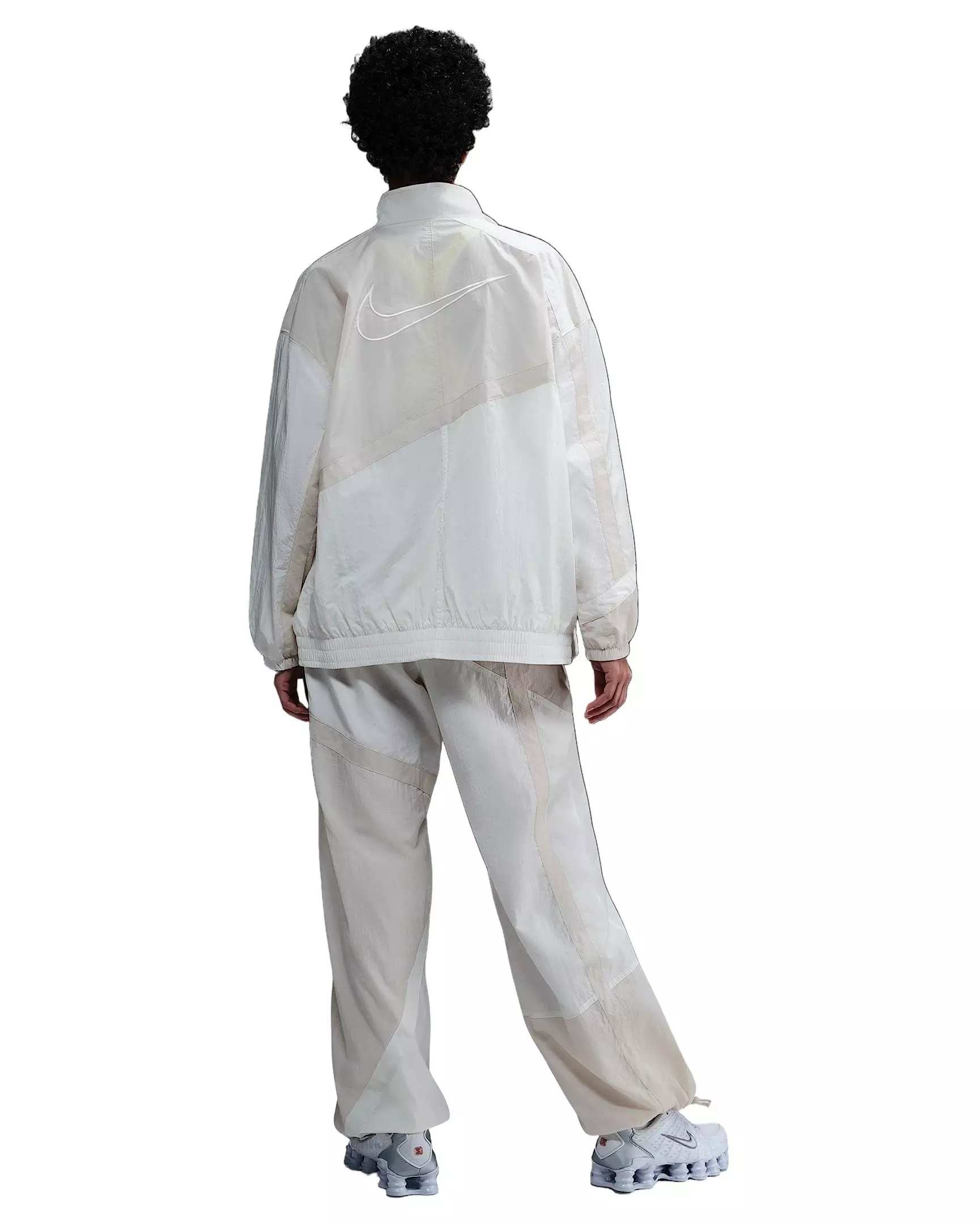 Nike Women's Sportswear Oversized Woven Jacket - WHITE/LT BROWN