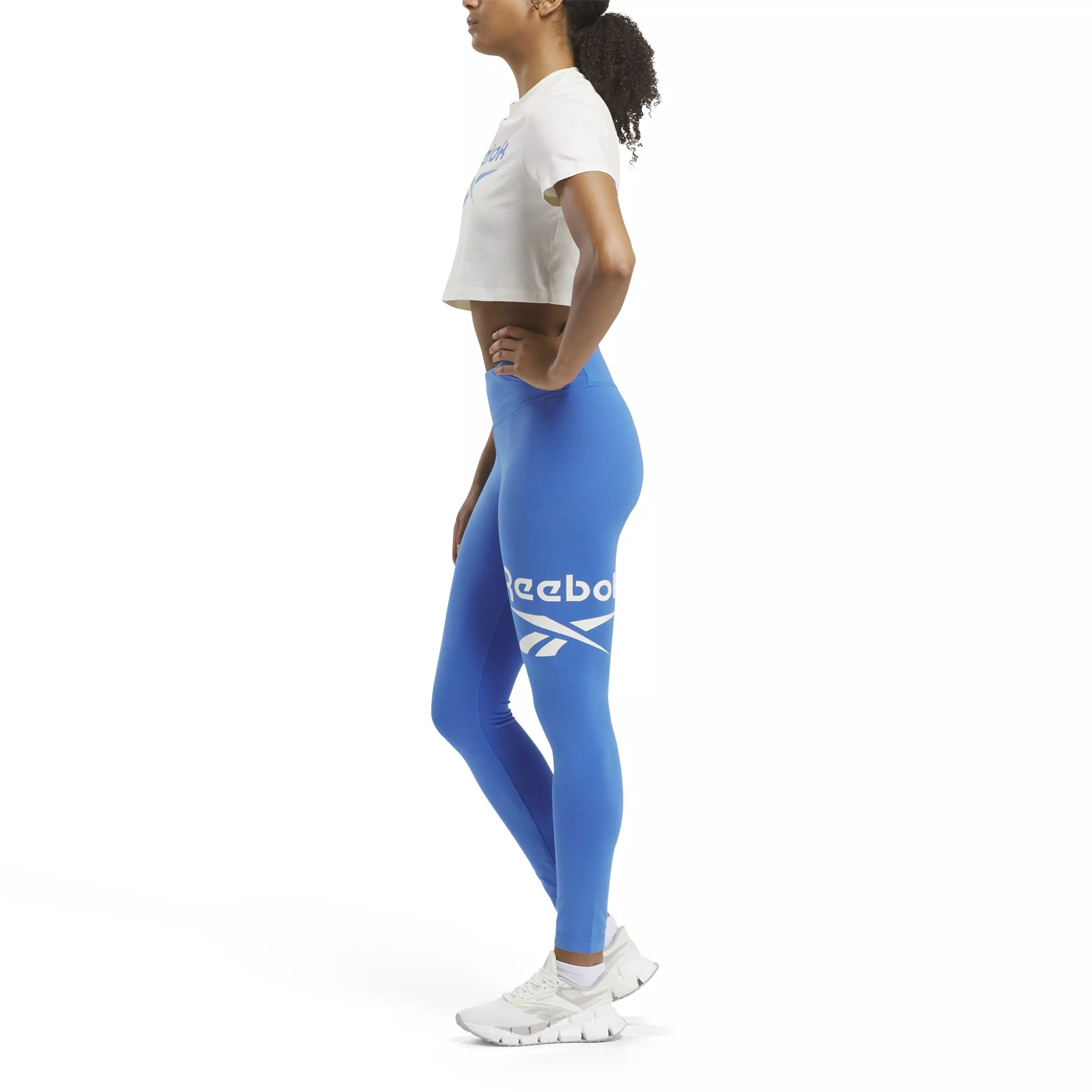 Reebok Women's Identity Big Logo Cotton Leggings-Blue - BLUE
