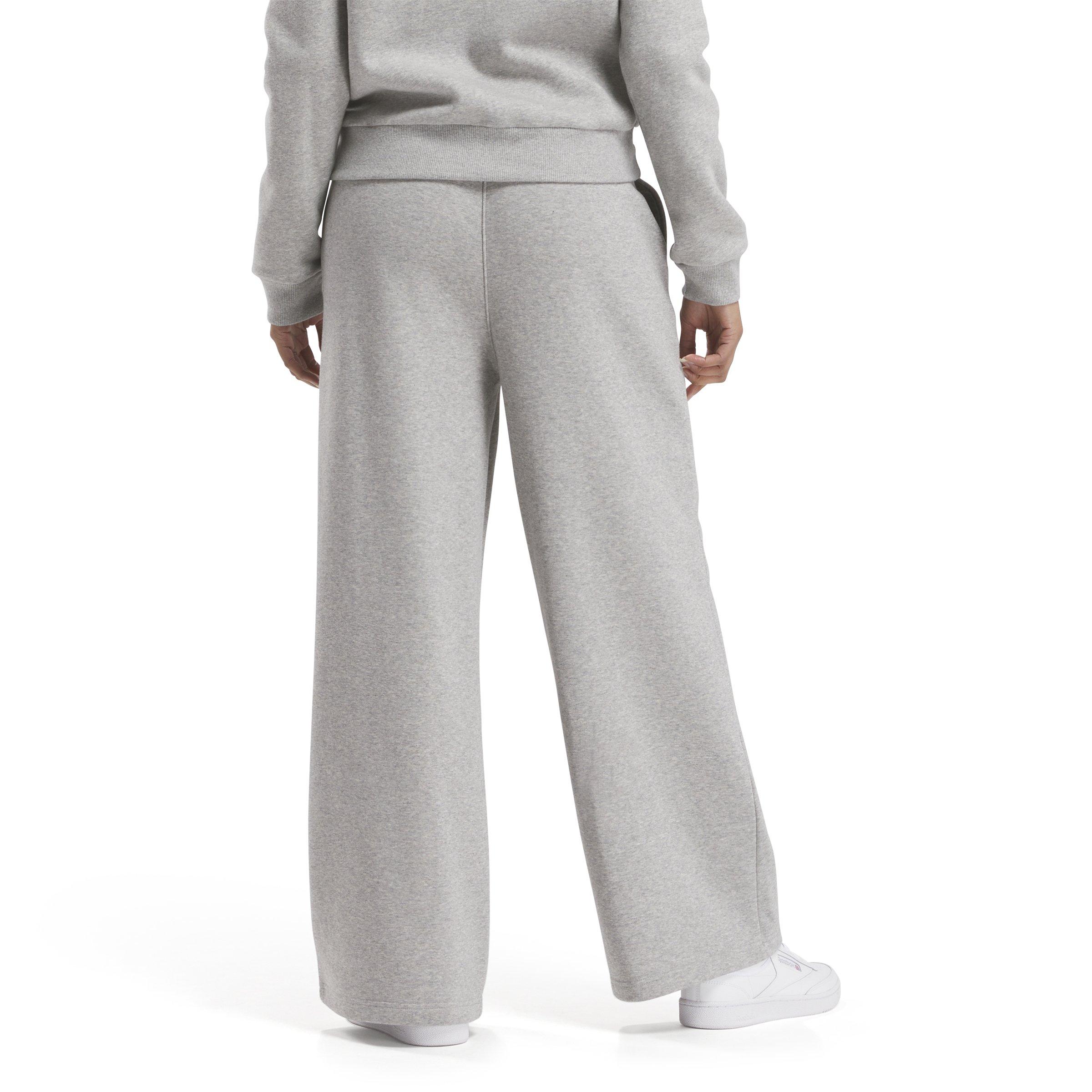 Reebok Women's Identity Small Logo Fleece Wide Leg Pants - GREY Thumbnail View 2