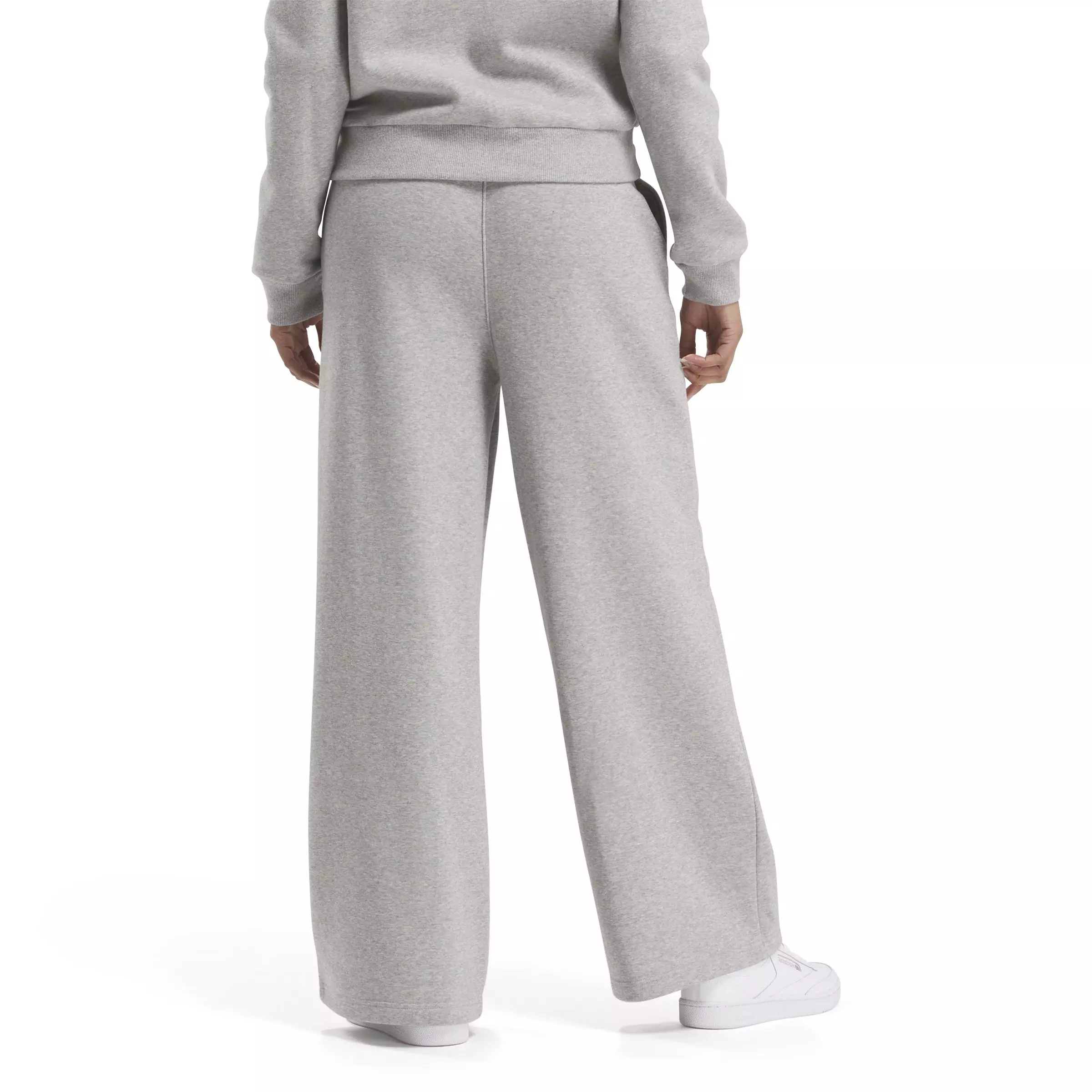 Reebok Women's Identity Small Logo Fleece Wide Leg Pants - GREY