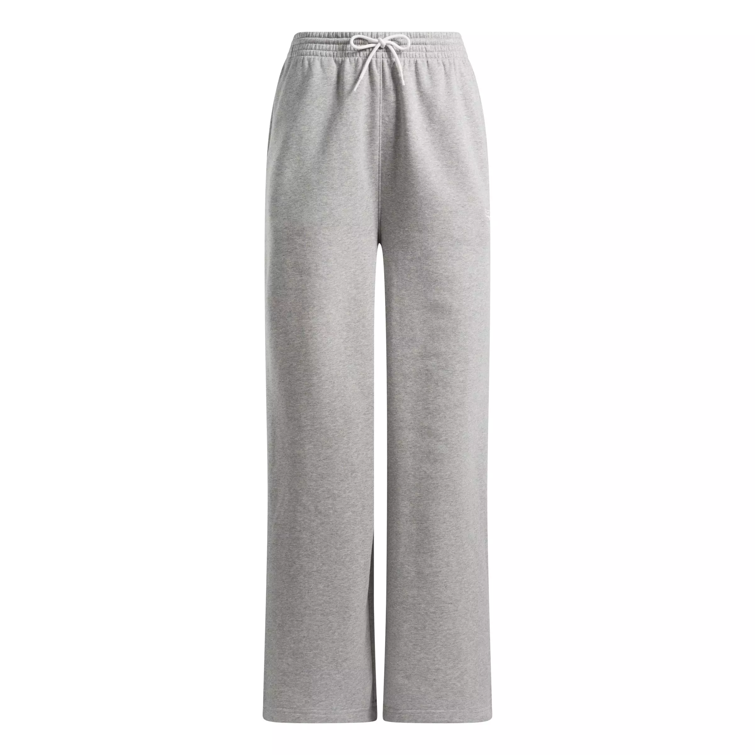 Reebok Women's Identity Small Logo Fleece Wide Leg Pants - GREY