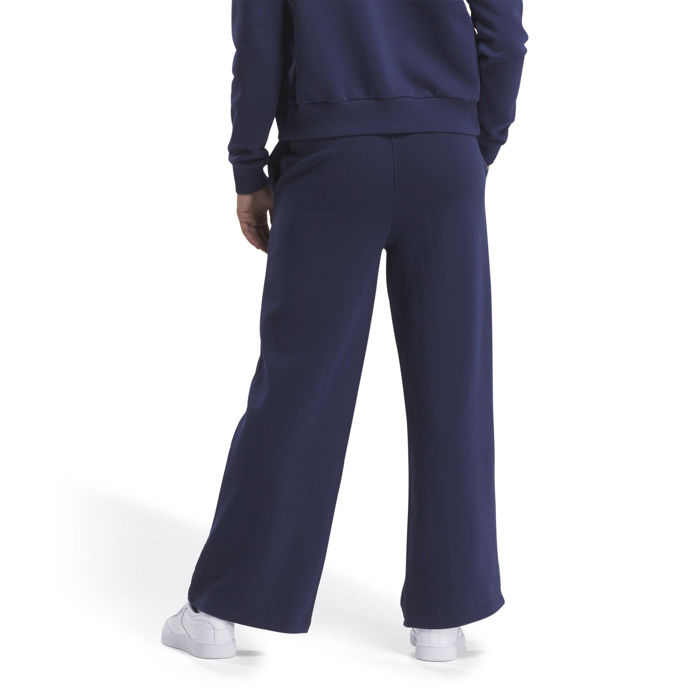 Reebok Women's Identity Small Logo Fleece Wide Leg Pants - NAVY Thumbnail View 2