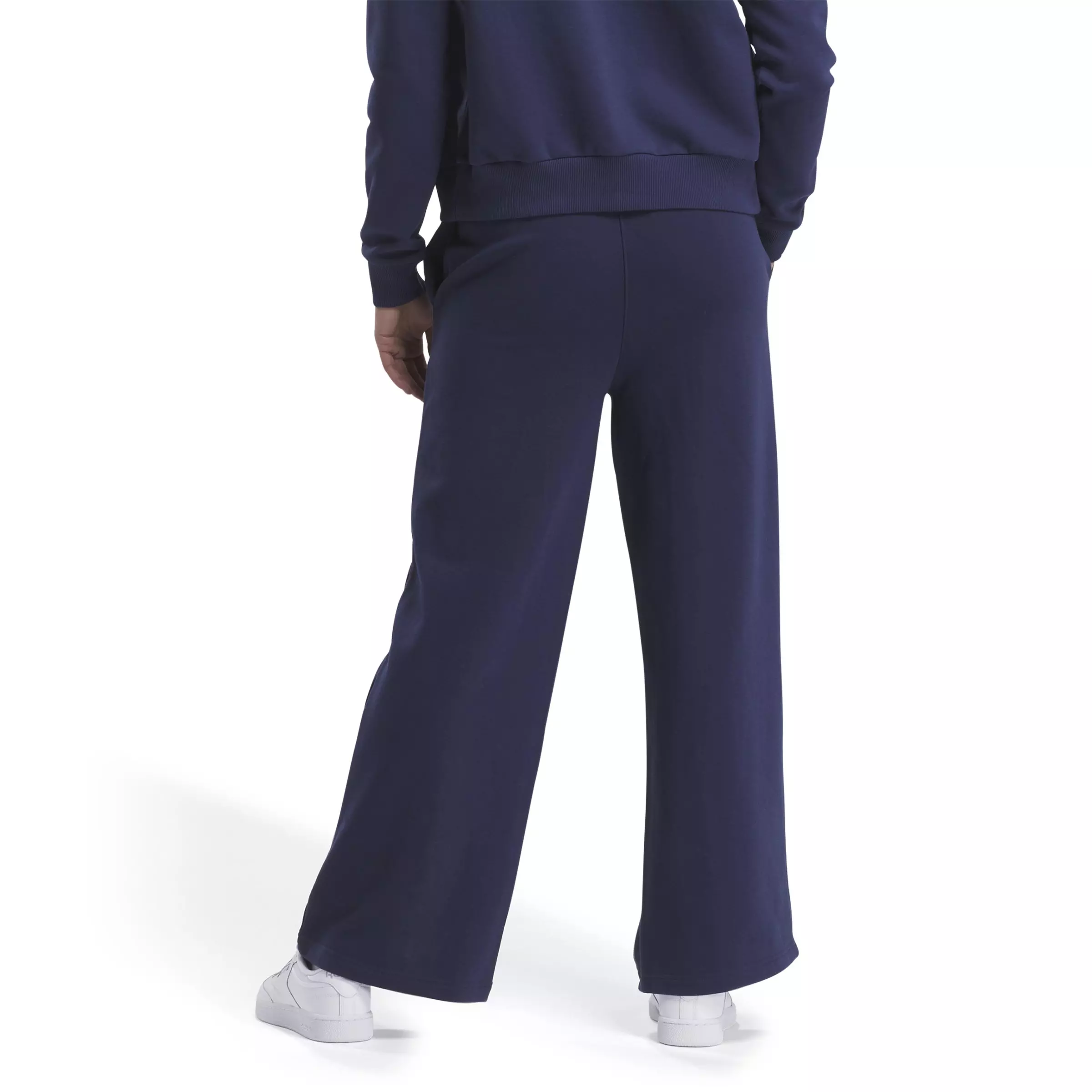 Reebok Women's Identity Small Logo Fleece Wide Leg Pants - NAVY