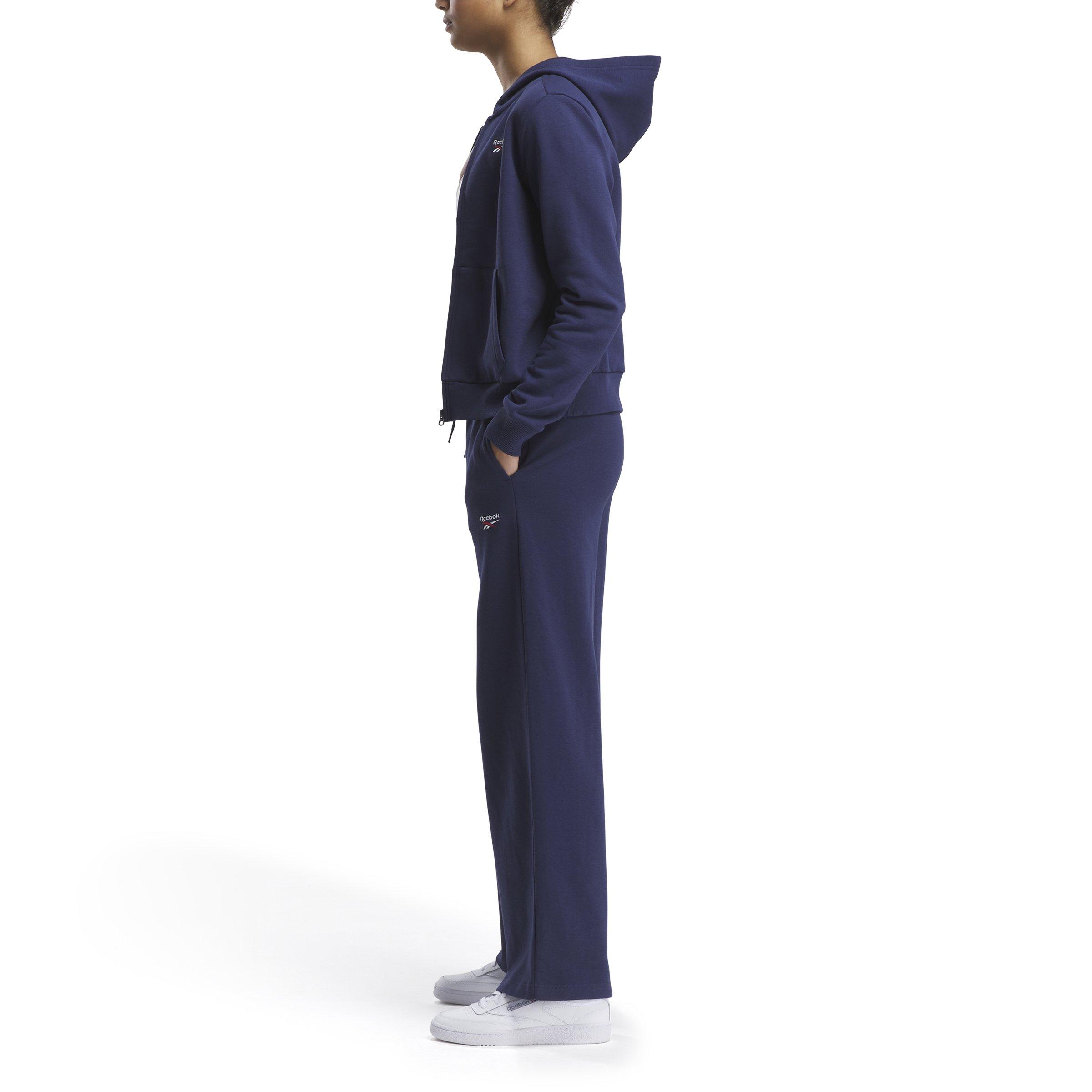 Reebok Women's Identity Small Logo Fleece Wide Leg Pants - NAVY Thumbnail View 3