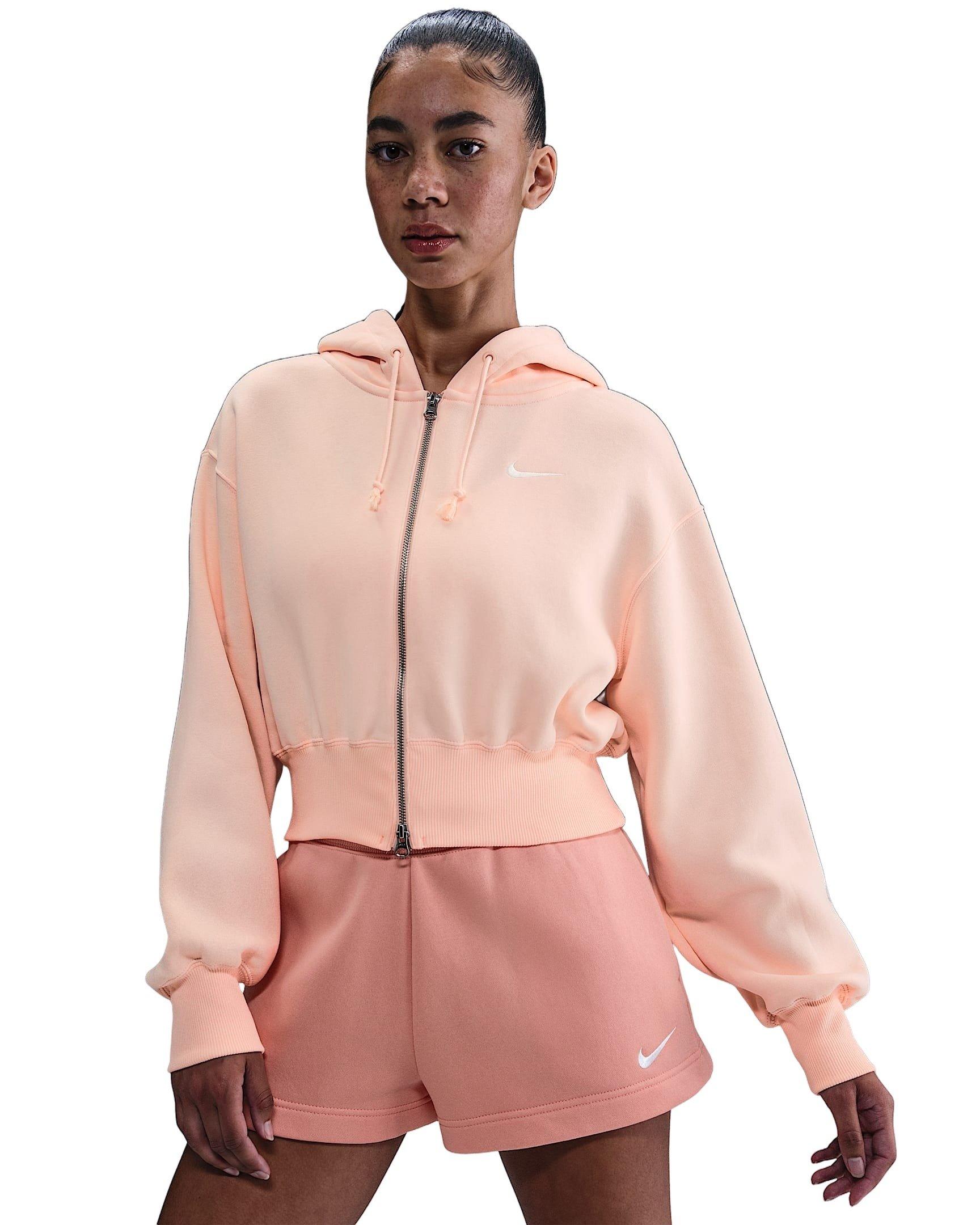 Nike Women's Sportswear Phoenix Fleece Loose Cropped Full-Zip Jacket -Pink - PINK Thumbnail View 1