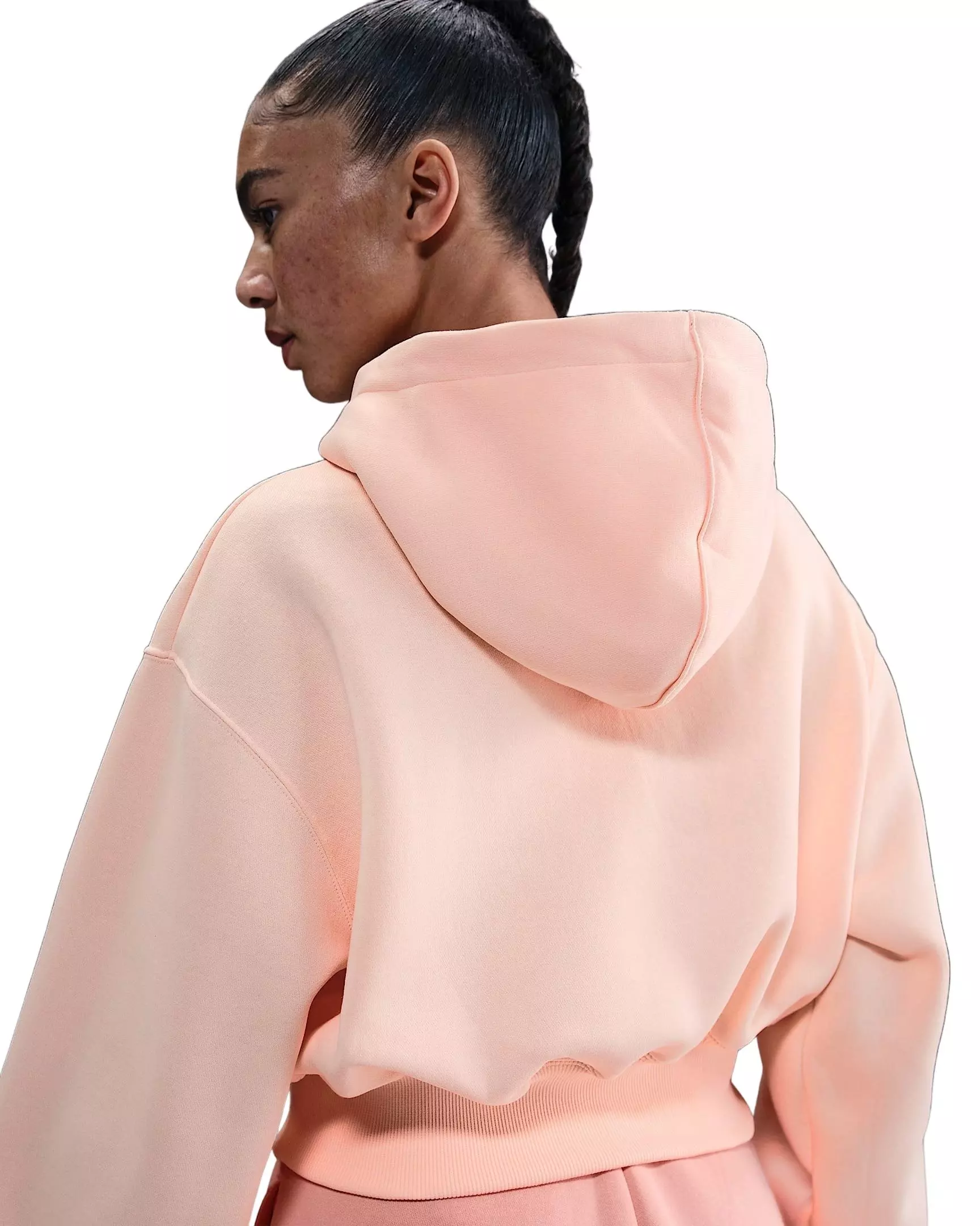 Nike Women's Sportswear Phoenix Fleece Loose Cropped Full-Zip Jacket - Pink - PINK