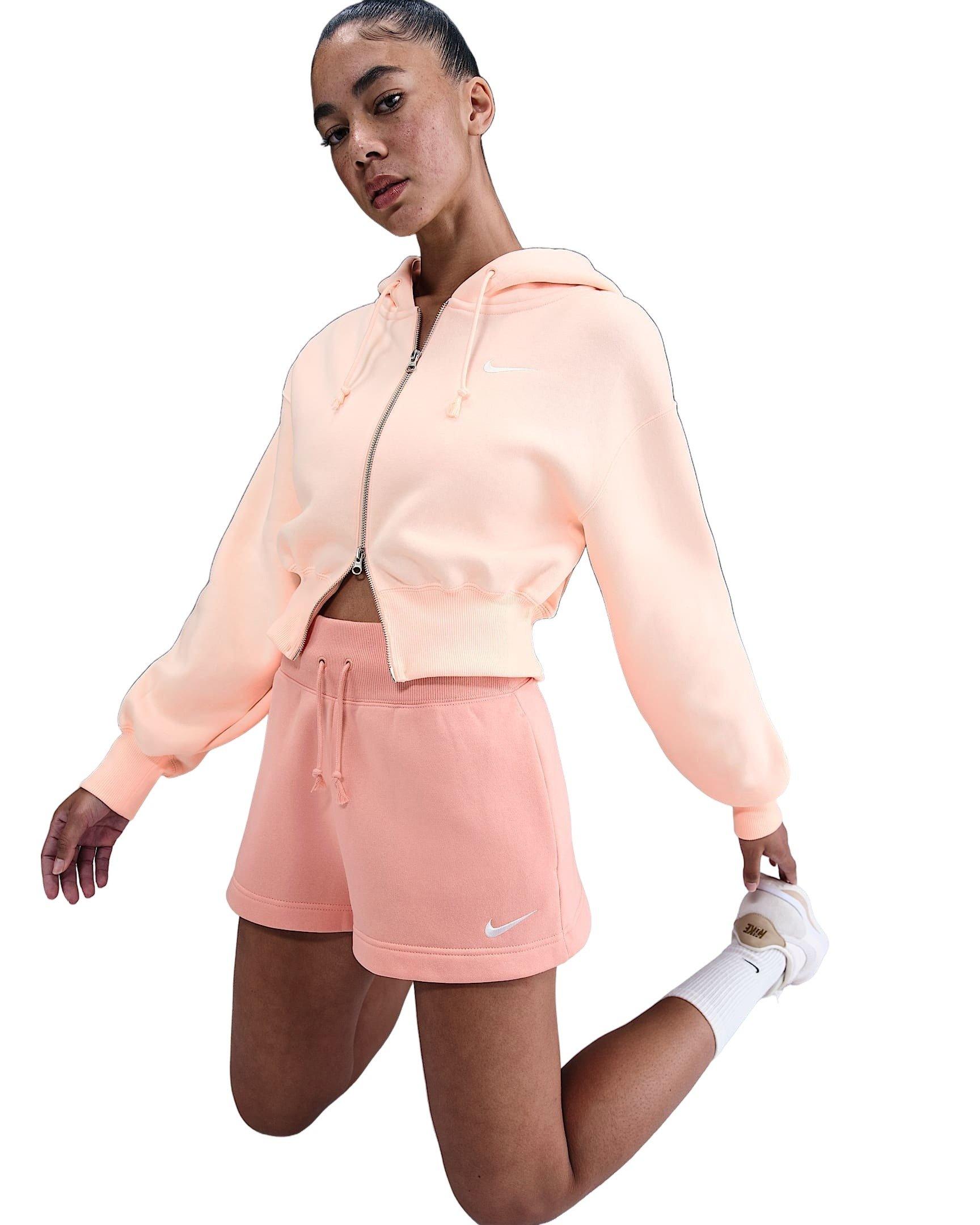 Nike Women's Sportswear Phoenix Fleece Loose Cropped Full-Zip Jacket -Pink - PINK Thumbnail View 3