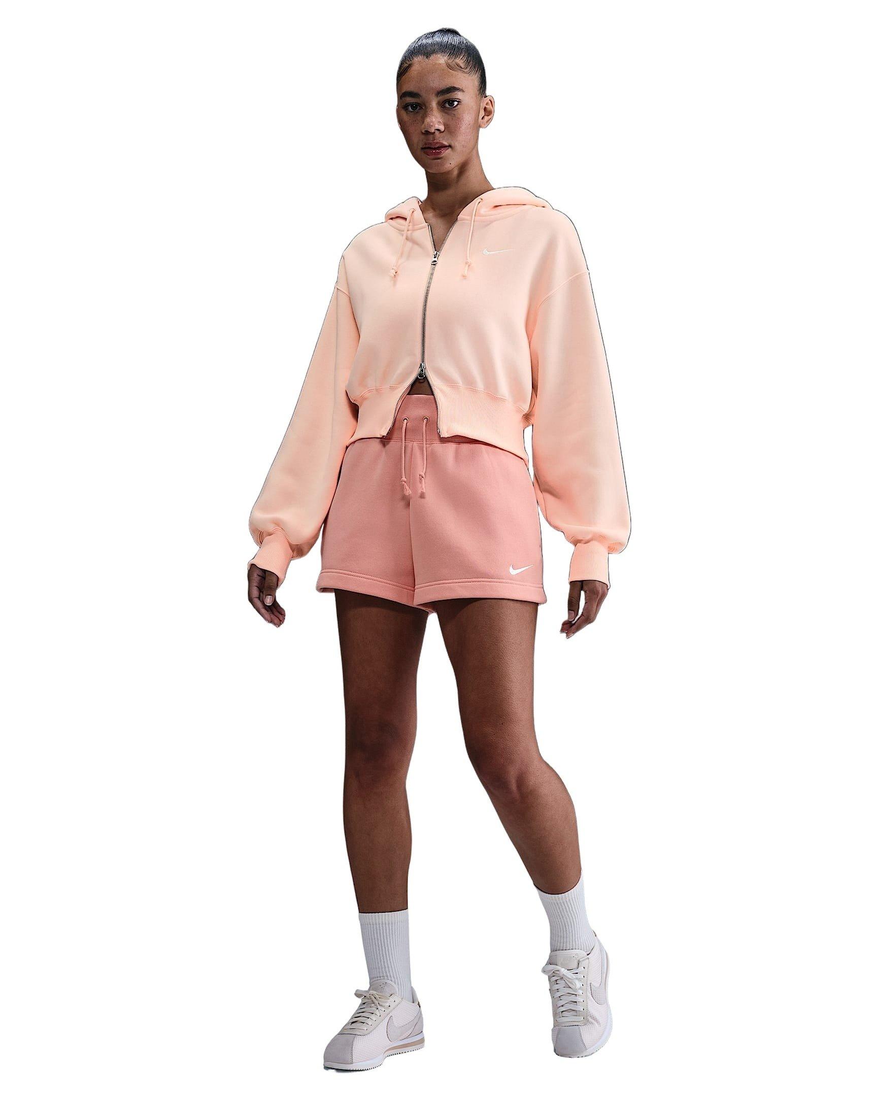 Nike Women's Sportswear Phoenix Fleece Loose Cropped Full-Zip Jacket -Pink - PINK Thumbnail View 4