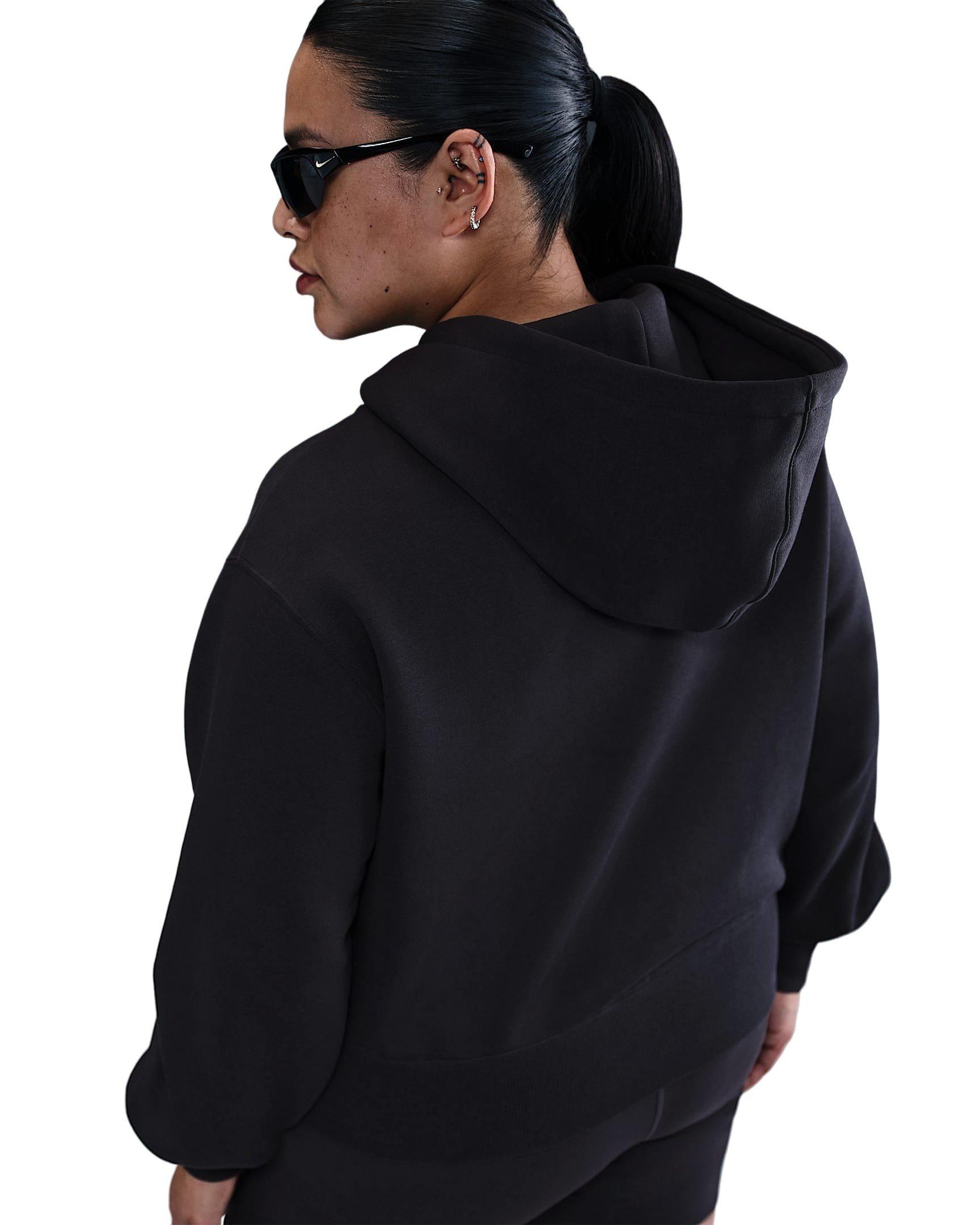 Nike Women's Sportswear Fleece Phoenix Loose Cropped Full-Zip Jacket -Black - BLACK Thumbnail View 2