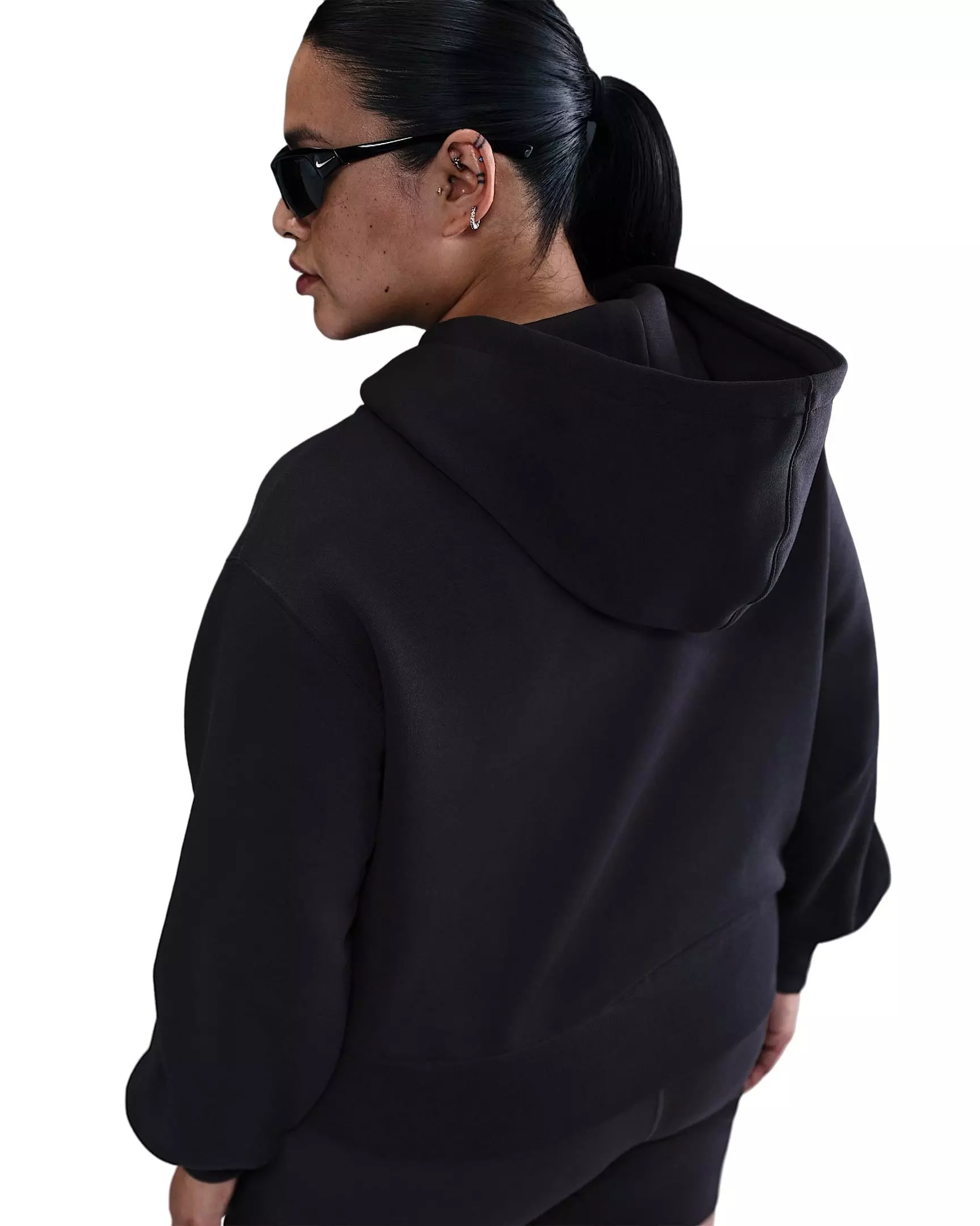 Nike Women's Sportswear Fleece Phoenix Loose Cropped Full-Zip Jacket -Black - BLACK