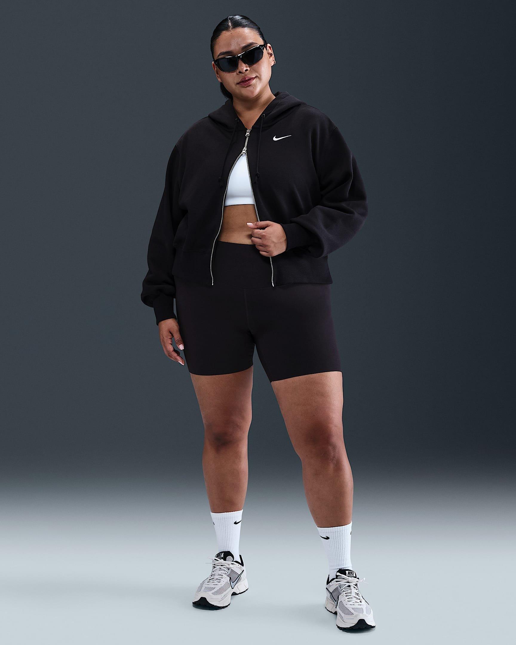 Nike Women's Sportswear Fleece Phoenix Loose Cropped Full-Zip Jacket -Black - BLACK Thumbnail View 4