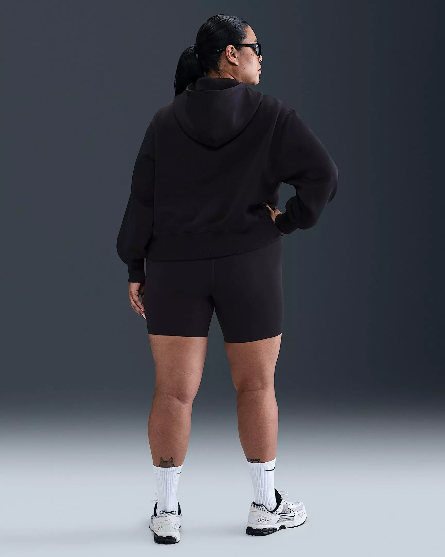 Nike Women's Sportswear Fleece Phoenix Loose Cropped Full-Zip Jacket -Black - BLACK