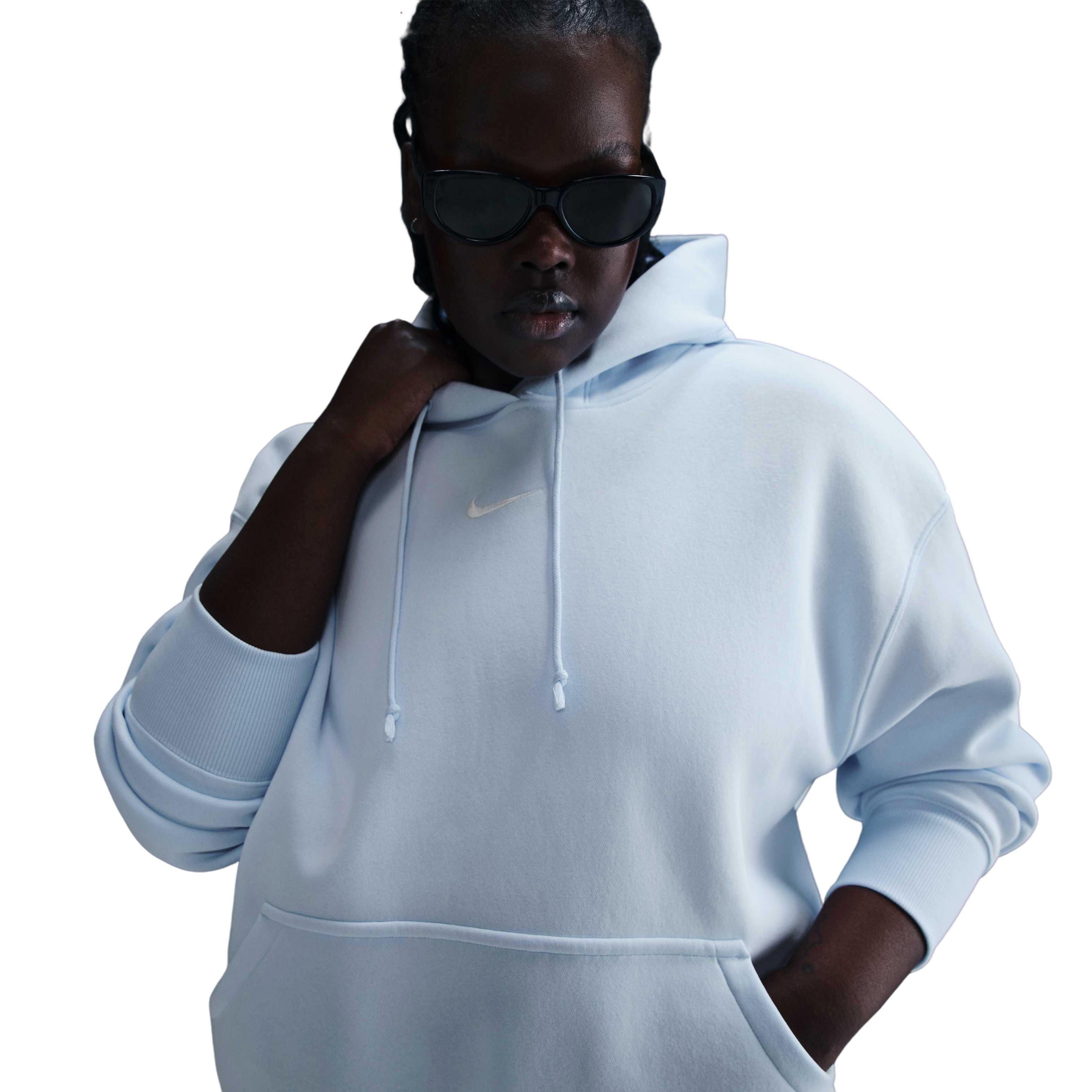 Nike Women's Sportswear Phoenix Fleece Plus Oversized Pullover Hoodie -Blue - BLUE Thumbnail View 3