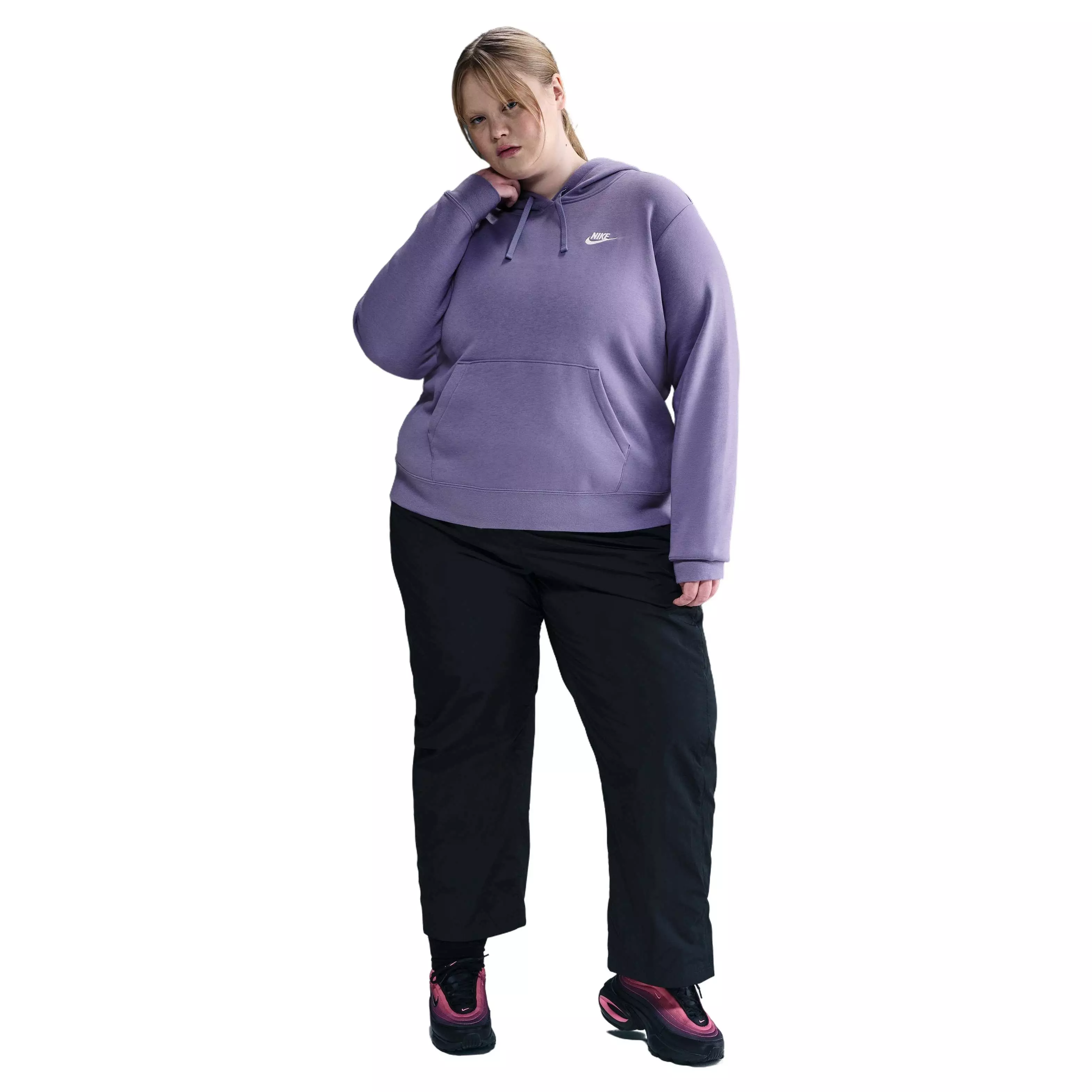 Nike Women's Sportswear Club Fleece Standard Plus Pullover Hoodie - Purple - PURPLE