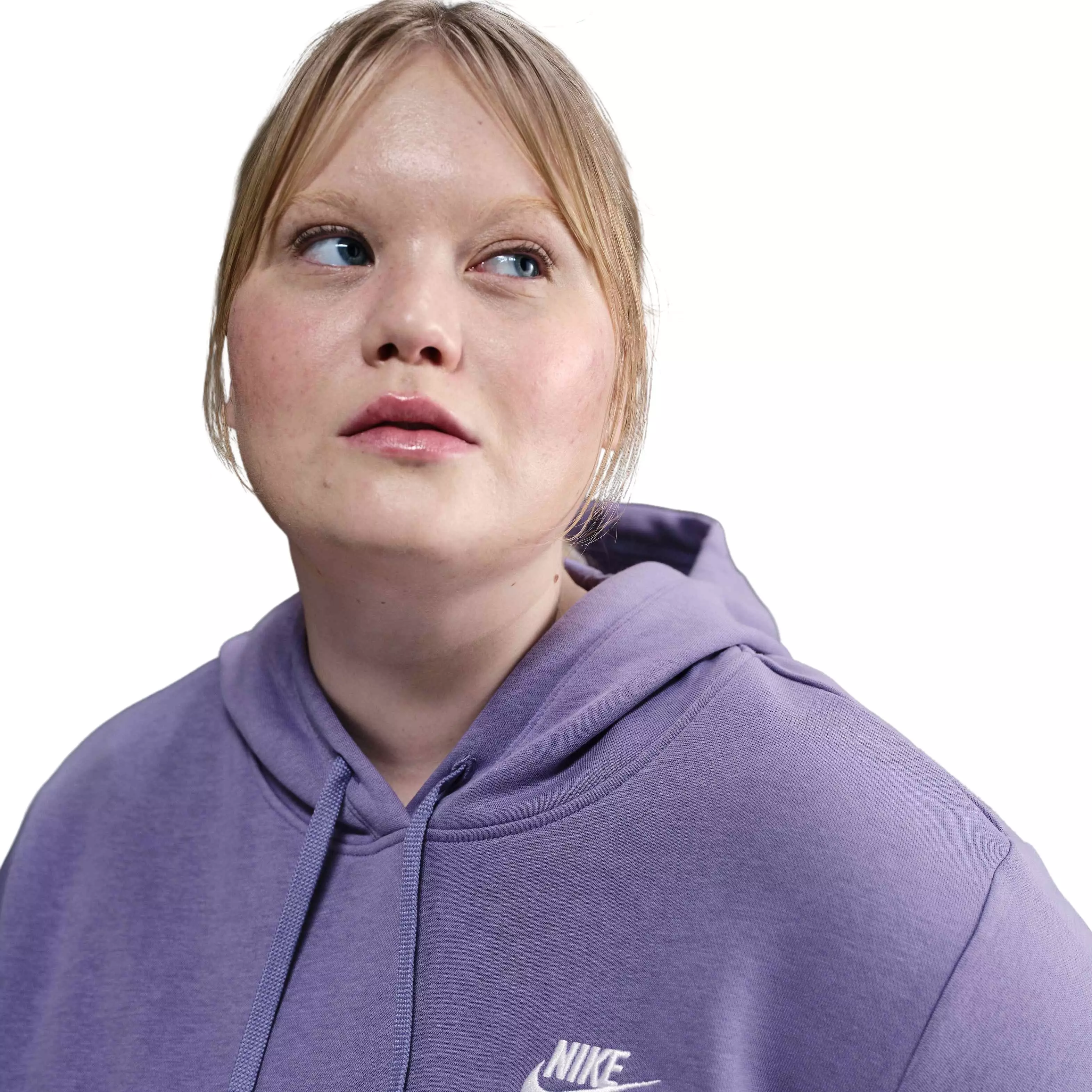 Nike Women's Sportswear Club Fleece Standard Plus Pullover Hoodie -Purple - PURPLE