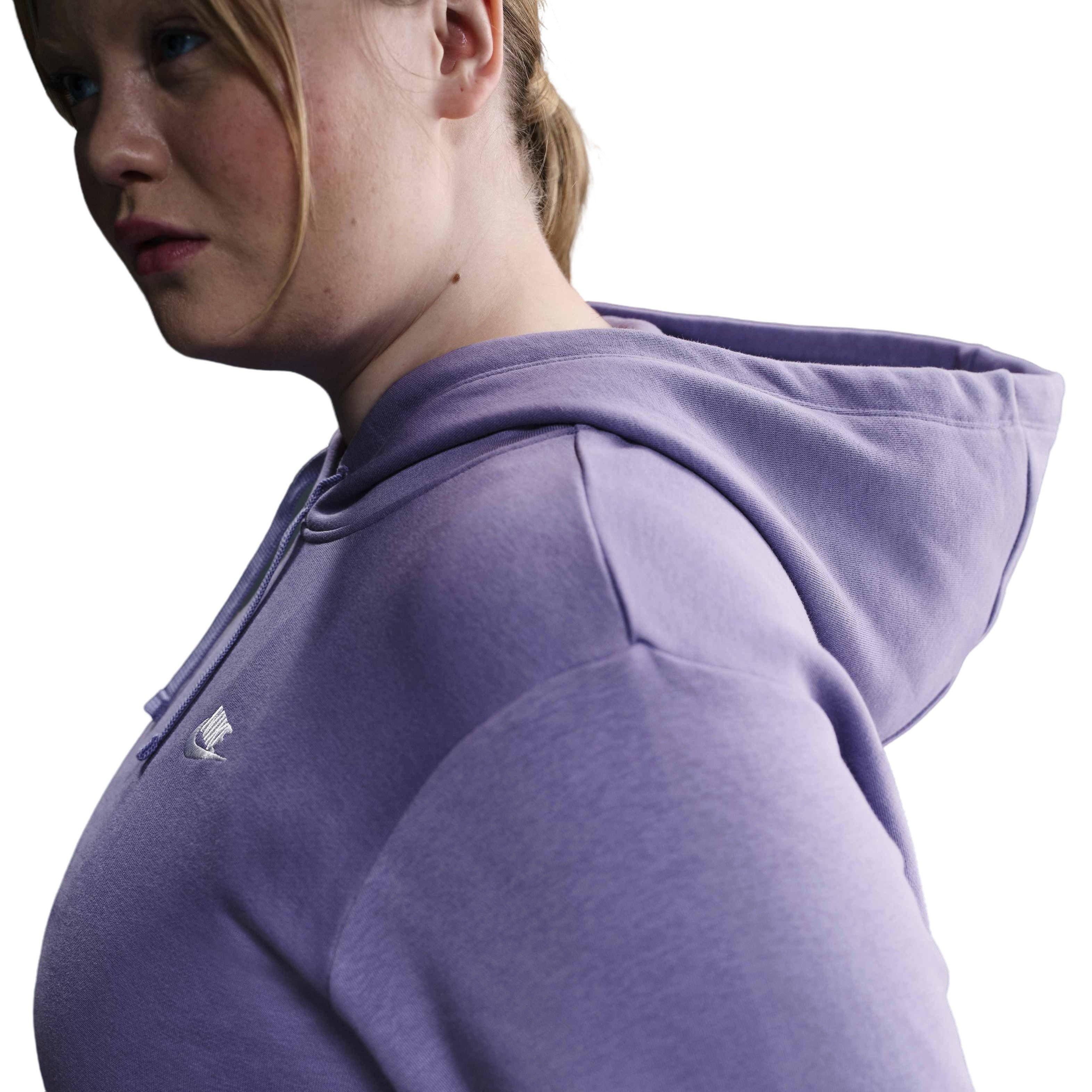 Nike Women's Sportswear Club Fleece Standard Plus Pullover Hoodie -Purple - PURPLE Thumbnail View 5