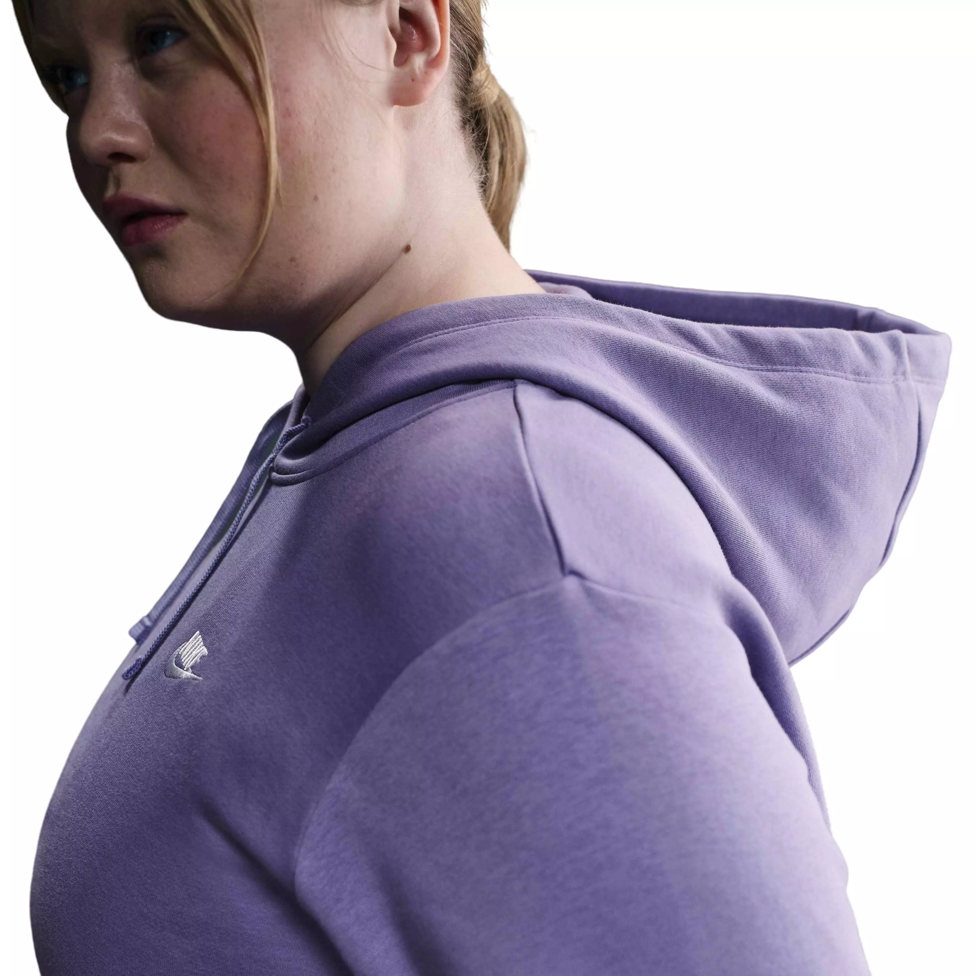 Nike Women's Sportswear Club Fleece Standard Plus Pullover Hoodie -Purple - PURPLE
