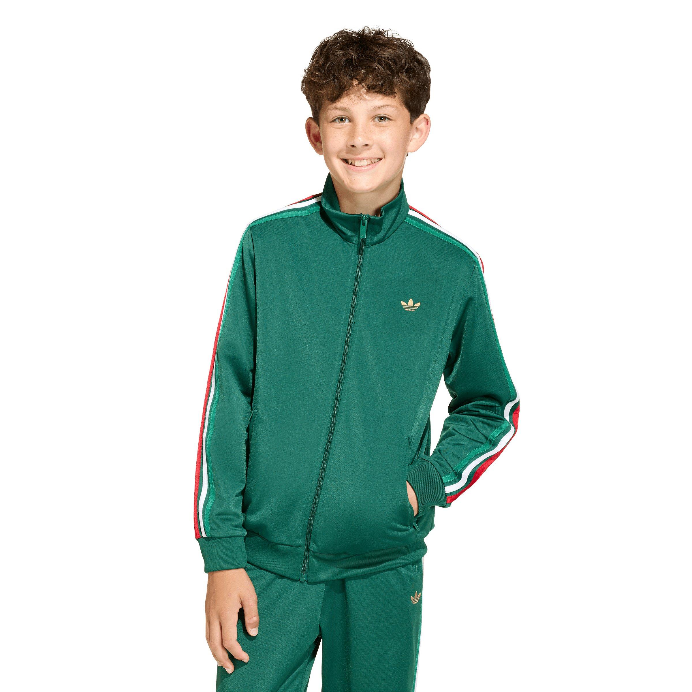 adidas Originals Big Kids' Firebird Loose Track Top - Dark Green - DARK GREEN Thumbnail View 1
