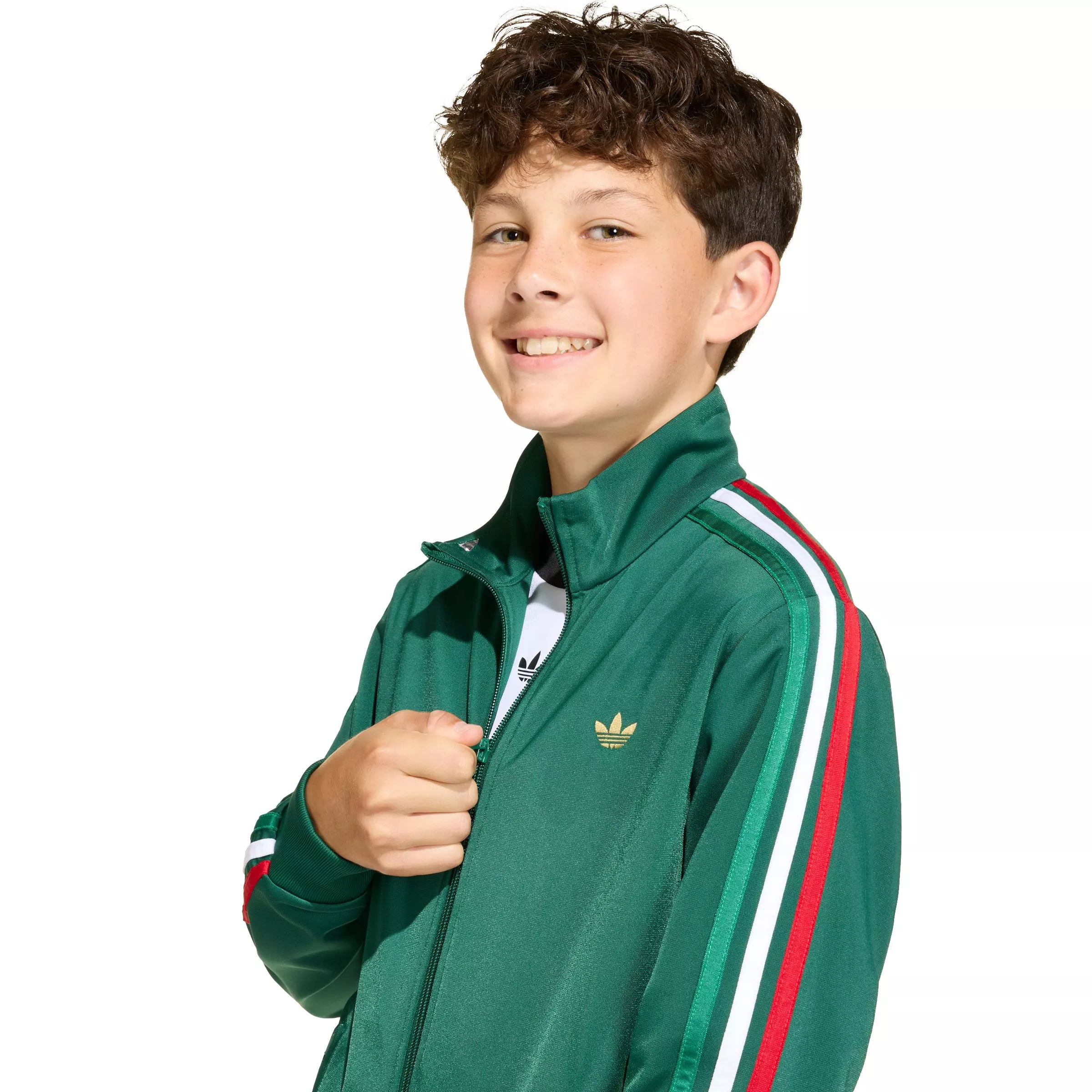 adidas Originals Big Kids' Firebird Loose Track Top - Dark Green - DARK GREEN