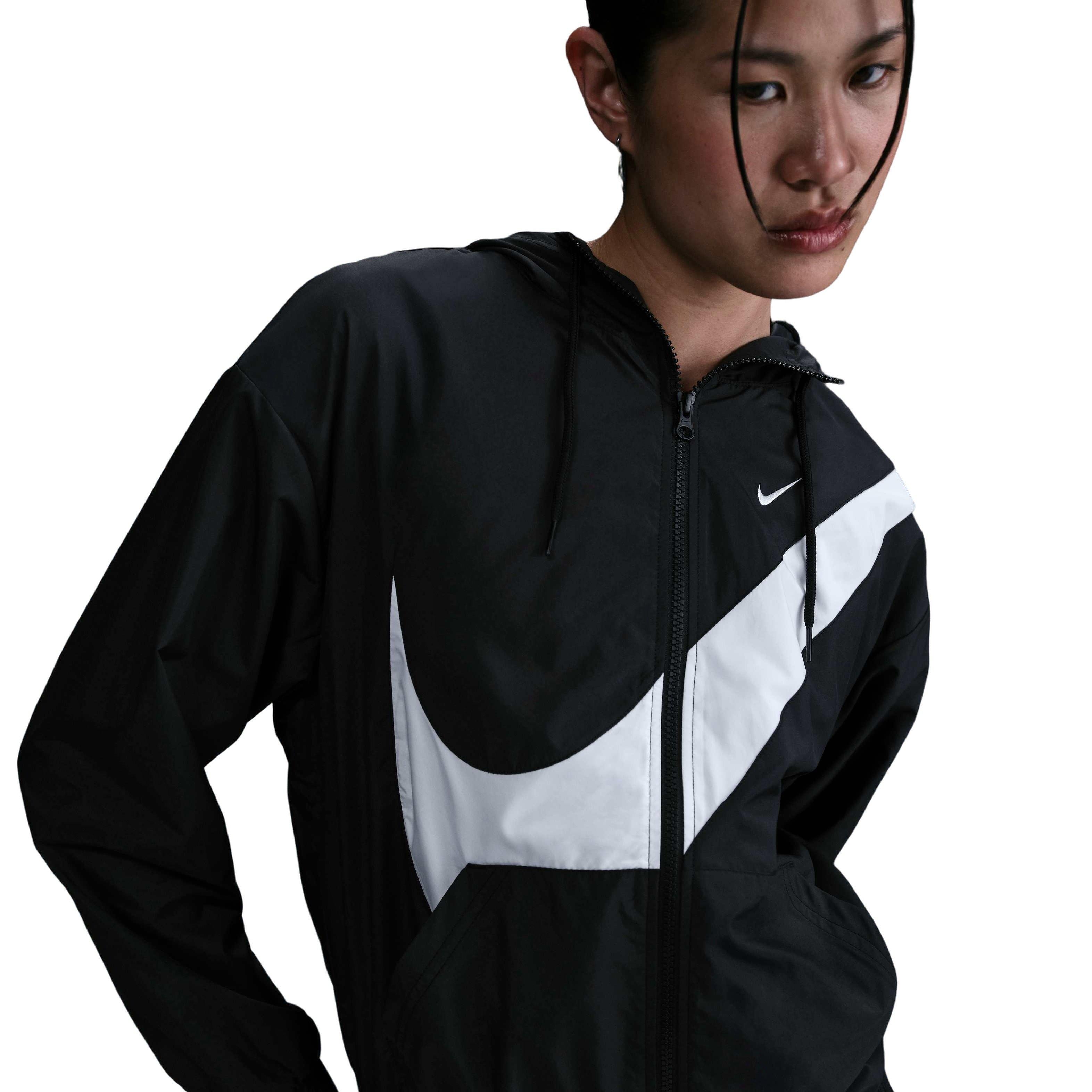 Nike Women's Sportswear Classic Loose UV Protection Full-Zip Logo Jacket -Black - BLACK Thumbnail View 1