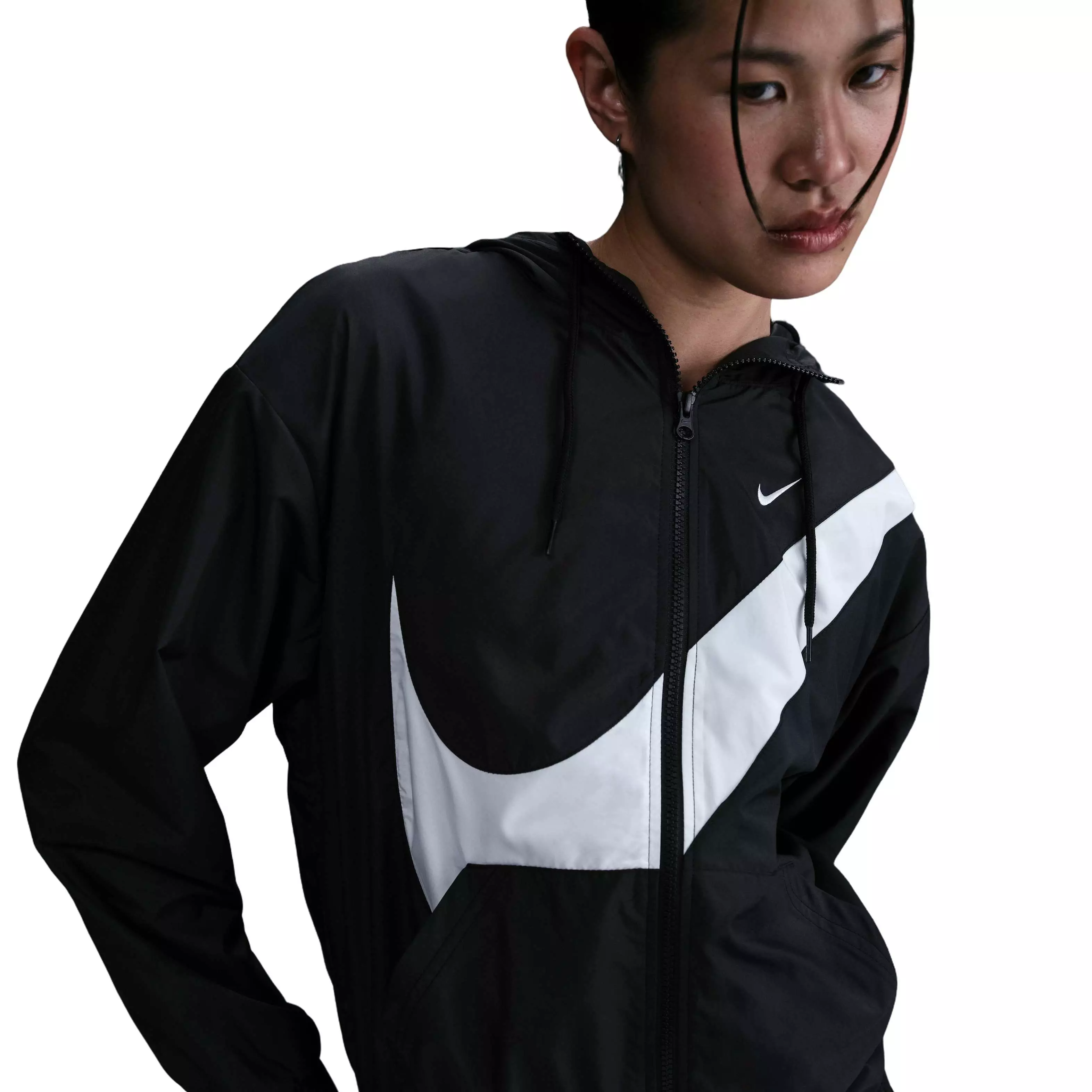 Nike Women's Sportswear Classic Loose UV Protection Full-Zip Logo Jacket -Black - BLACK