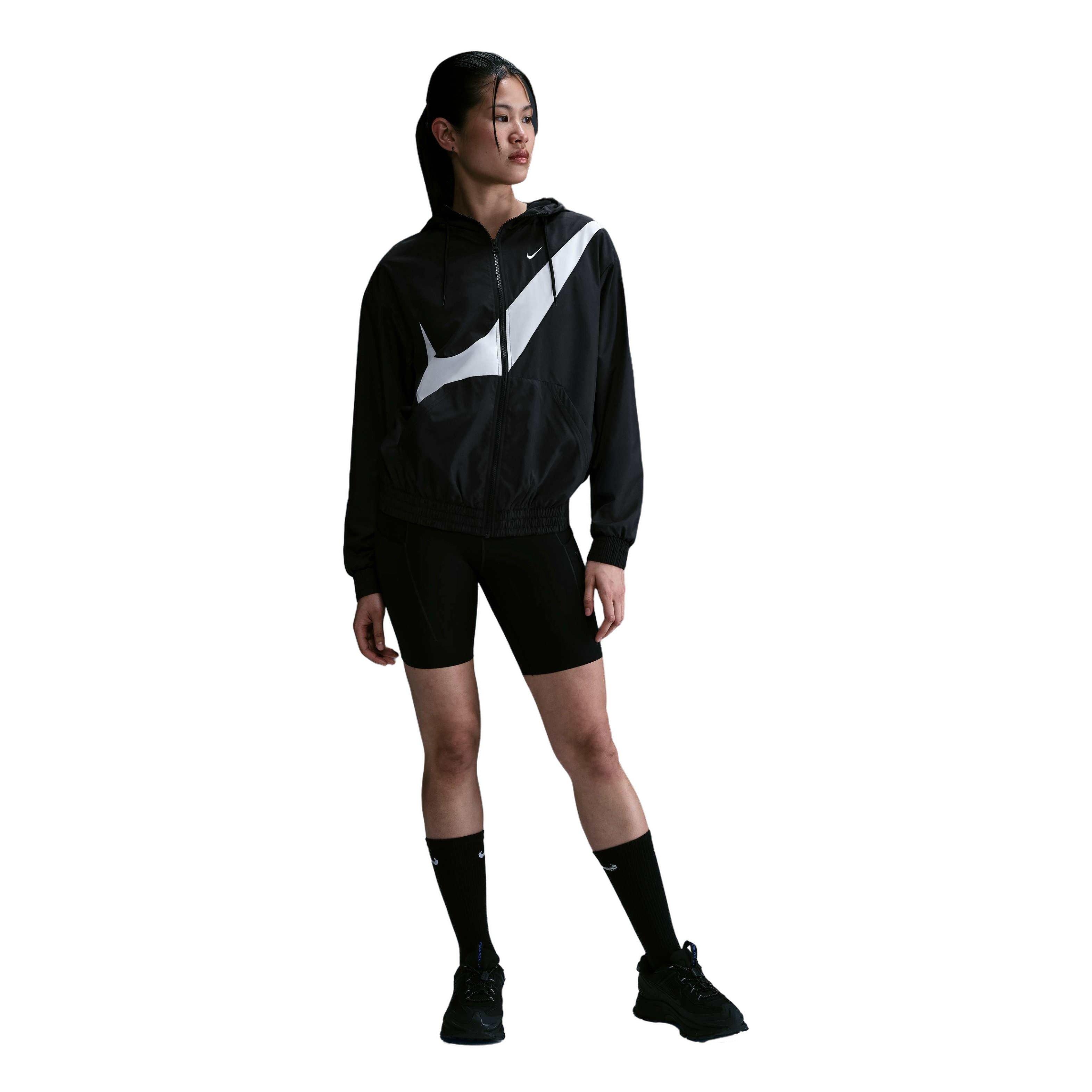 Nike Women's Sportswear Classic Loose UV Protection Full-Zip Logo Jacket -Black - BLACK Thumbnail View 4