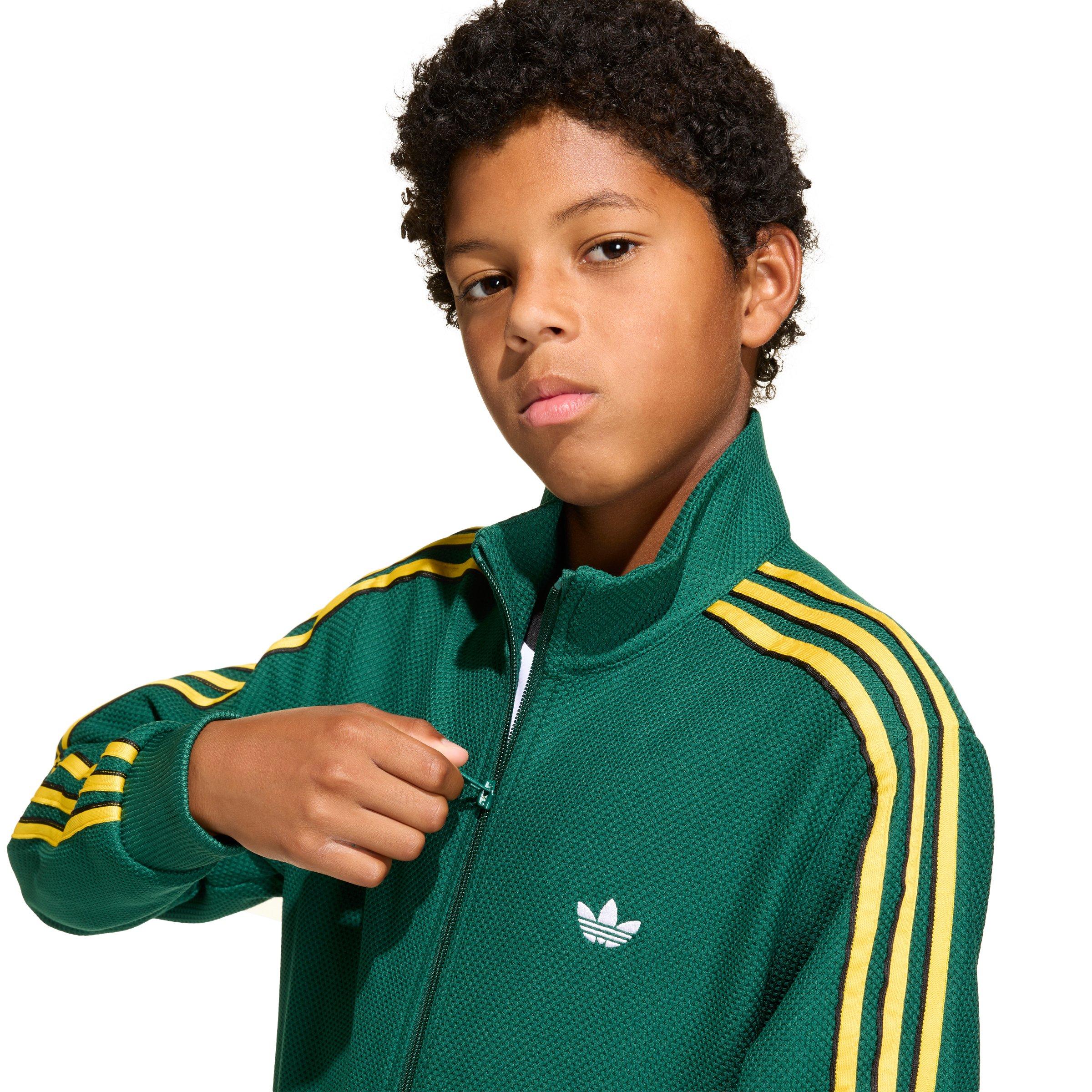adidas Originals Big Boys' Firebird Loose Double Knit Track Top - Green - GREEN Thumbnail View 3