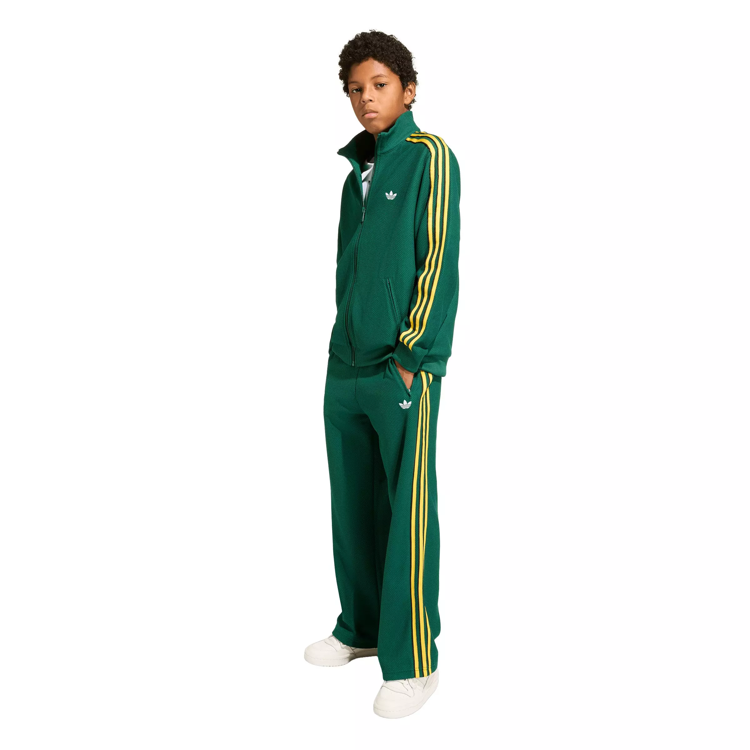 adidas Originals Big Boys' Firebird Loose Double Knit Track Top - Green - GREEN
