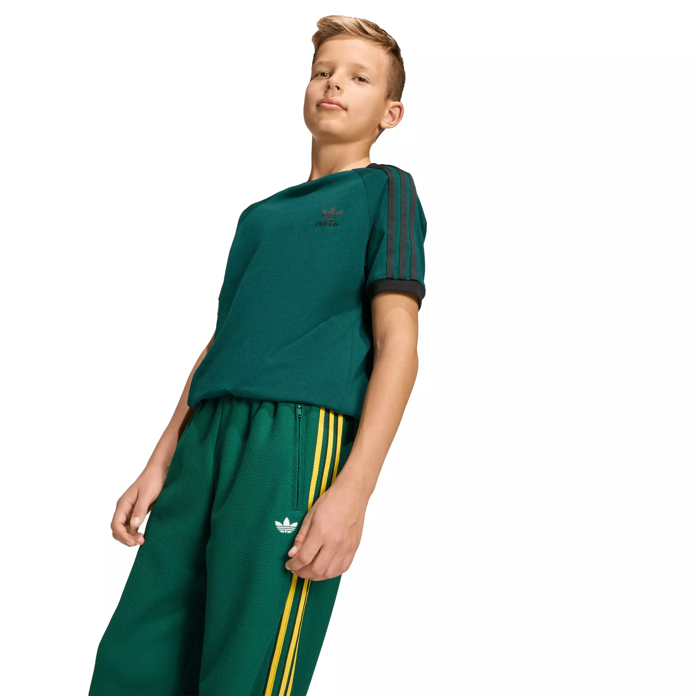 adidas Originals Big Boys' Firebird Loose Double Knit Tracksuit Bottoms - Green - GREEN