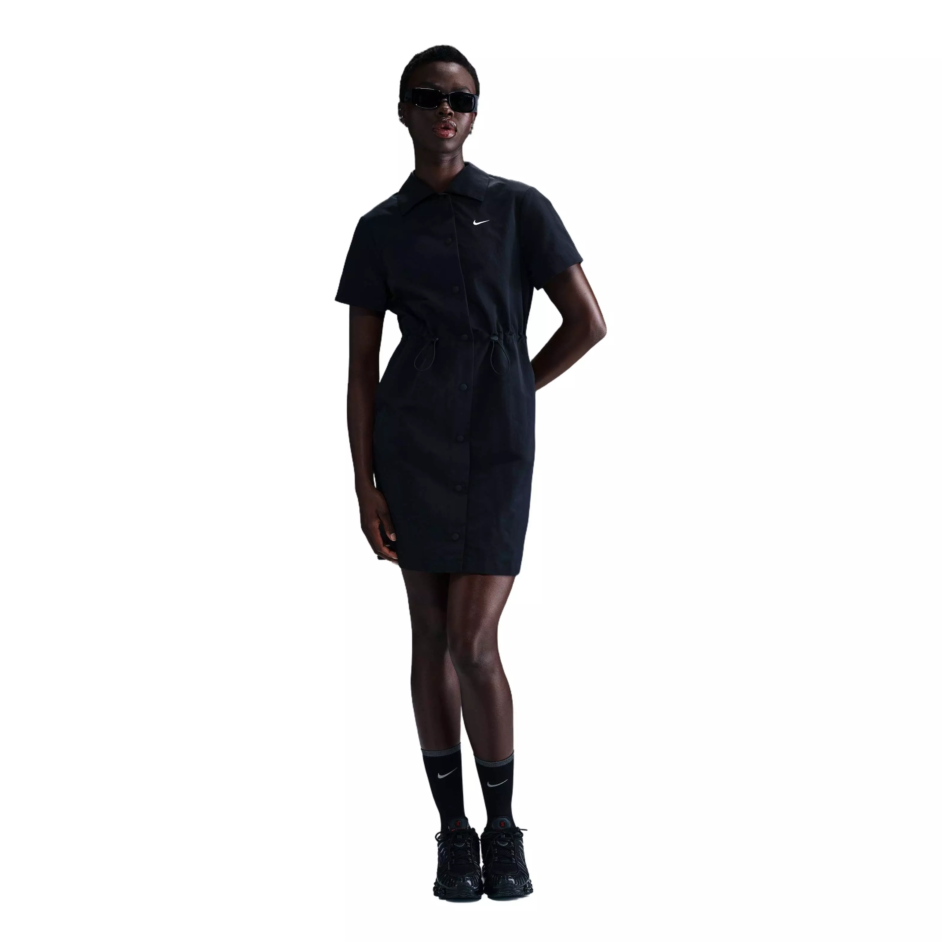 Nike Women's Sportswear Everything Woven Short-Sleeve Mini Dress - BLACK