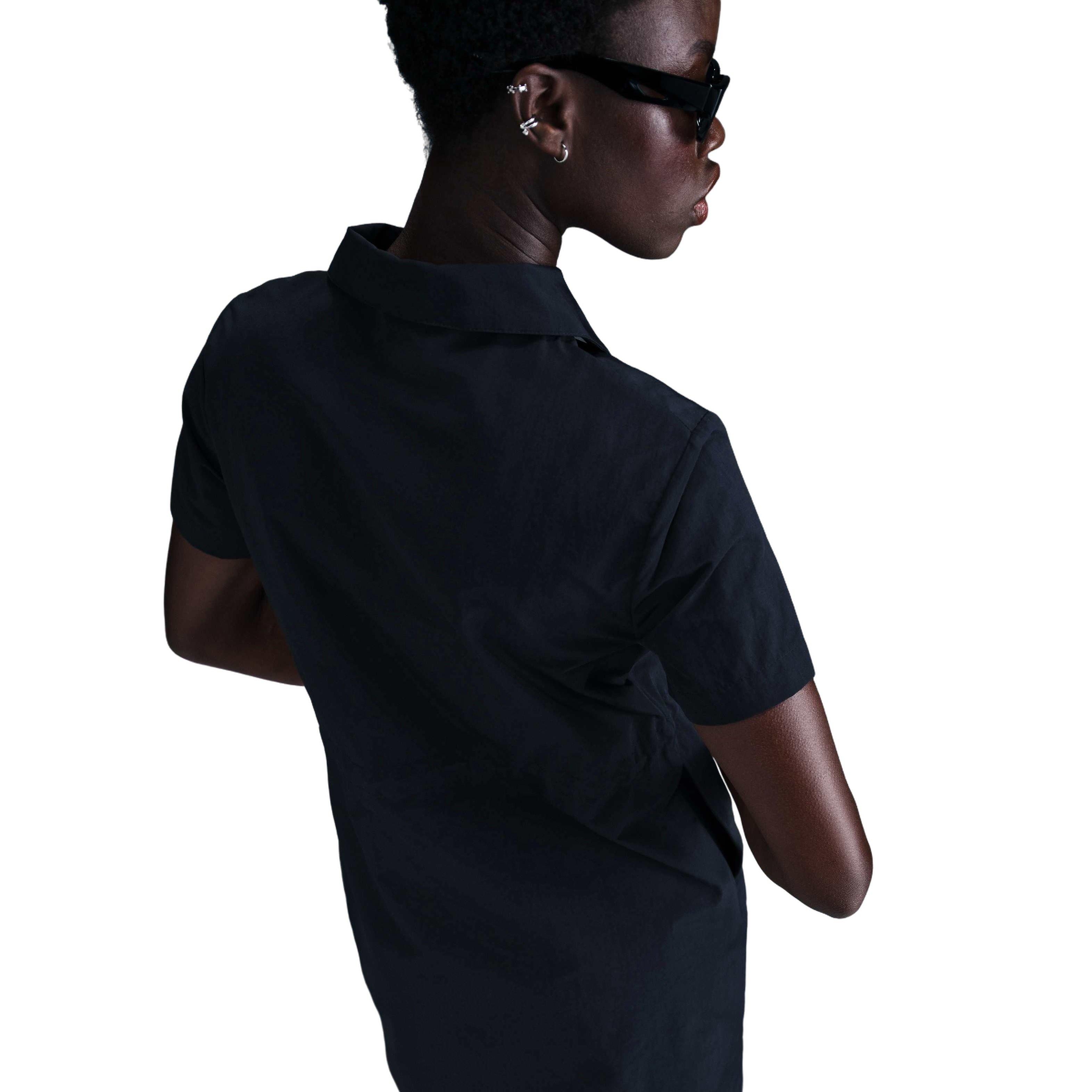 Nike Women's Sportswear Everything Woven Short-Sleeve Mini Dress - BLACK Thumbnail View 4