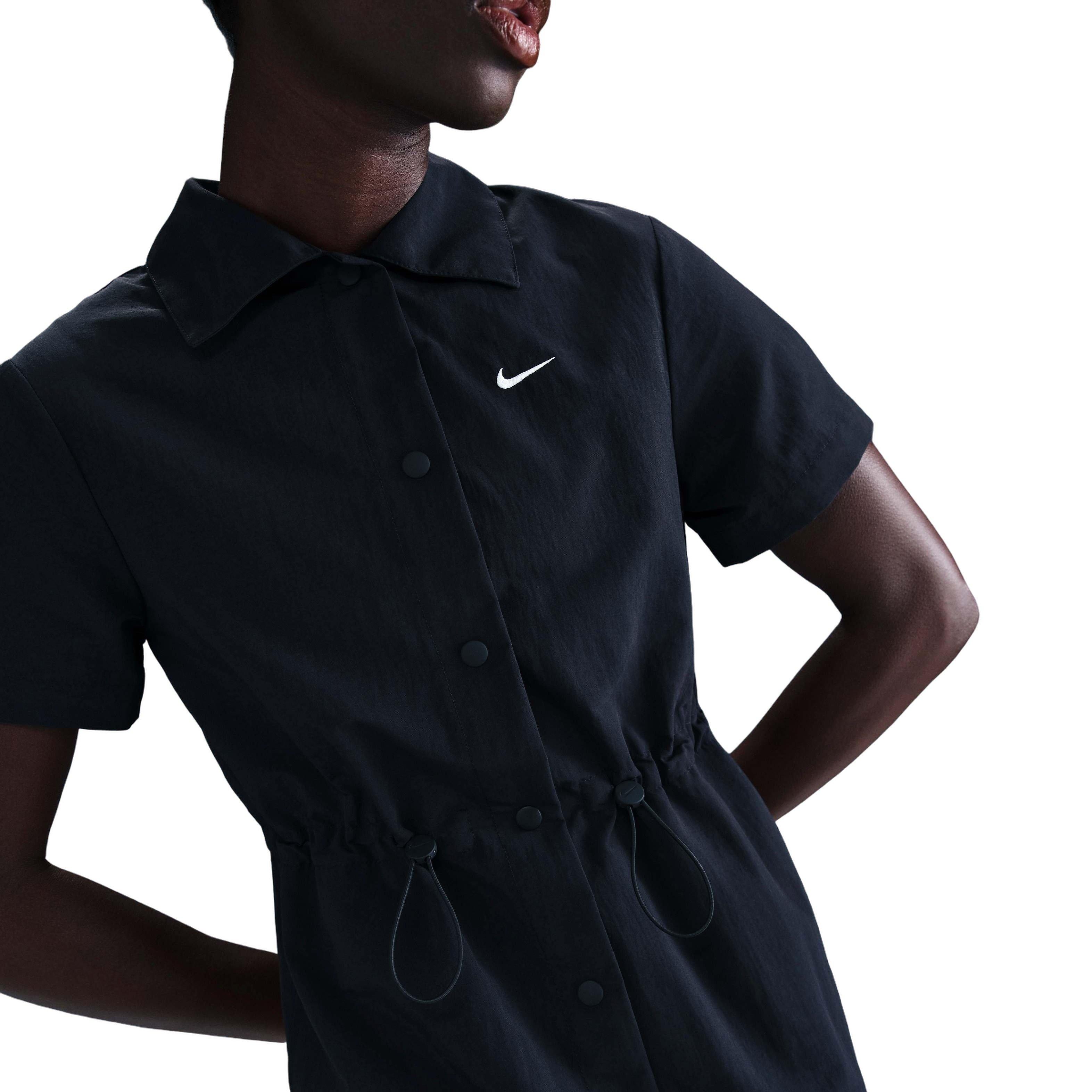 Nike Women's Sportswear Everything Woven Short-Sleeve Mini Dress - BLACK Thumbnail View 5