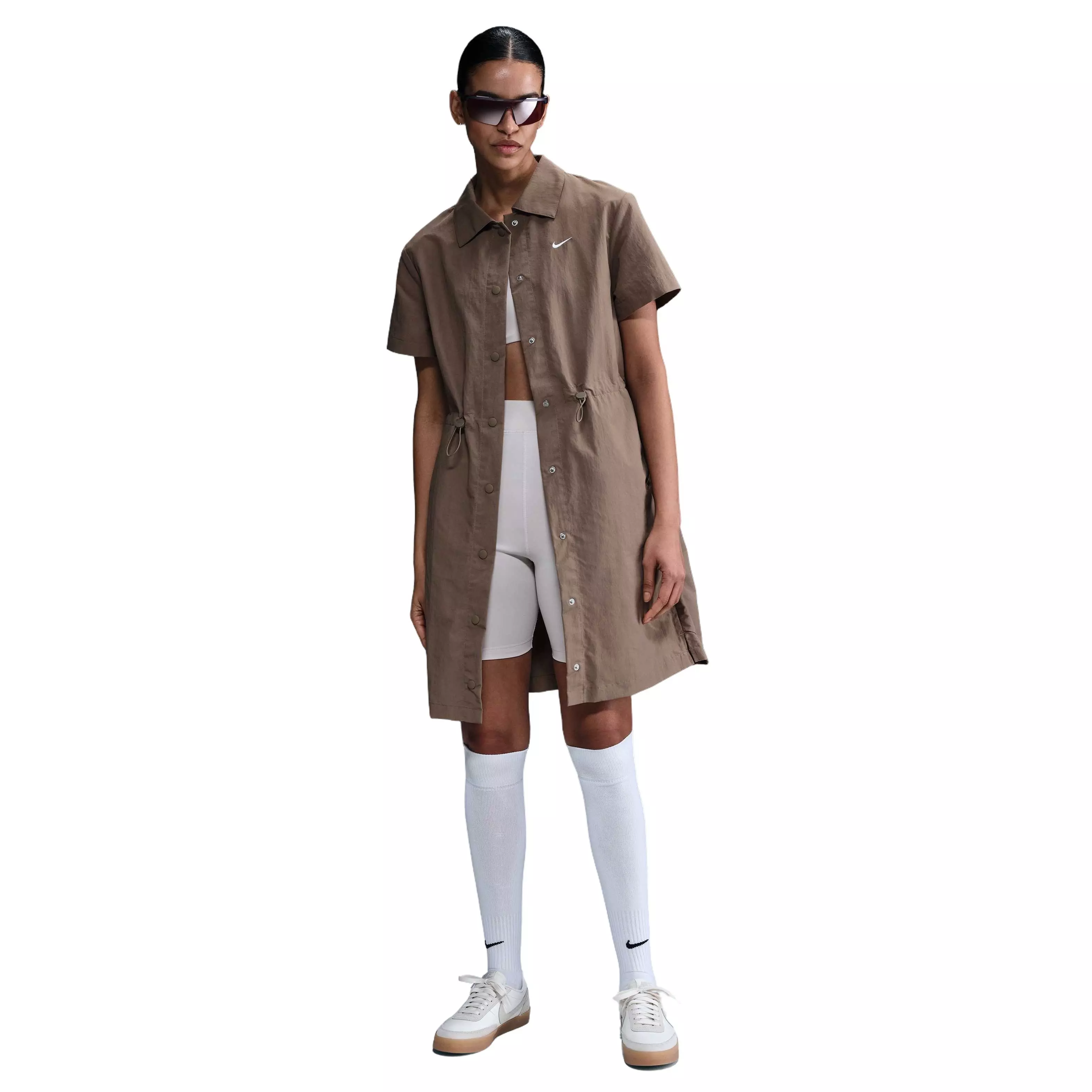 Nike Women's Sportswear Everything Woven Short-Sleeve Mini Dress - BROWN
