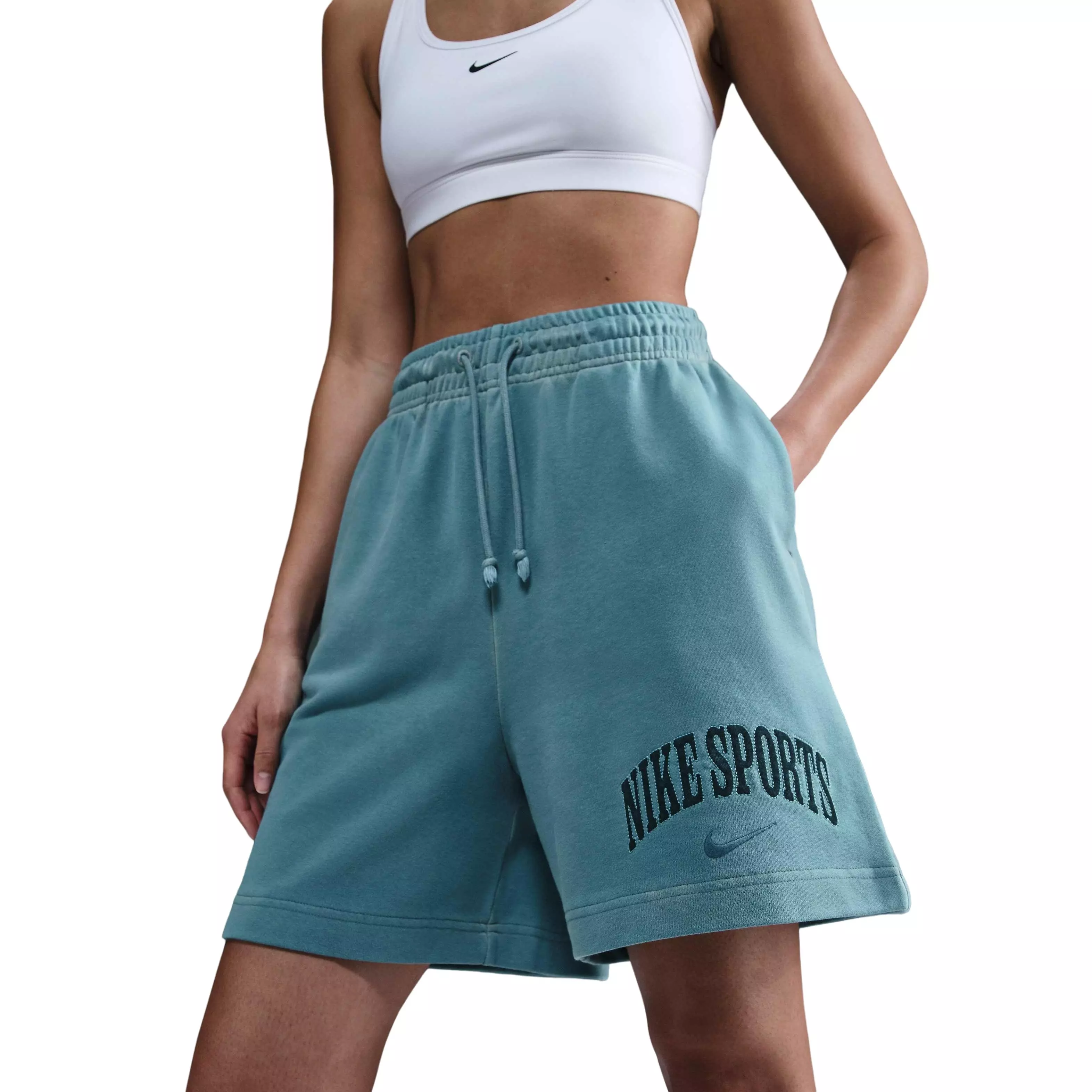Nike Women's Sportswear High-Waisted 6' Phoenix Fleece French Terry Shorts - BLUE