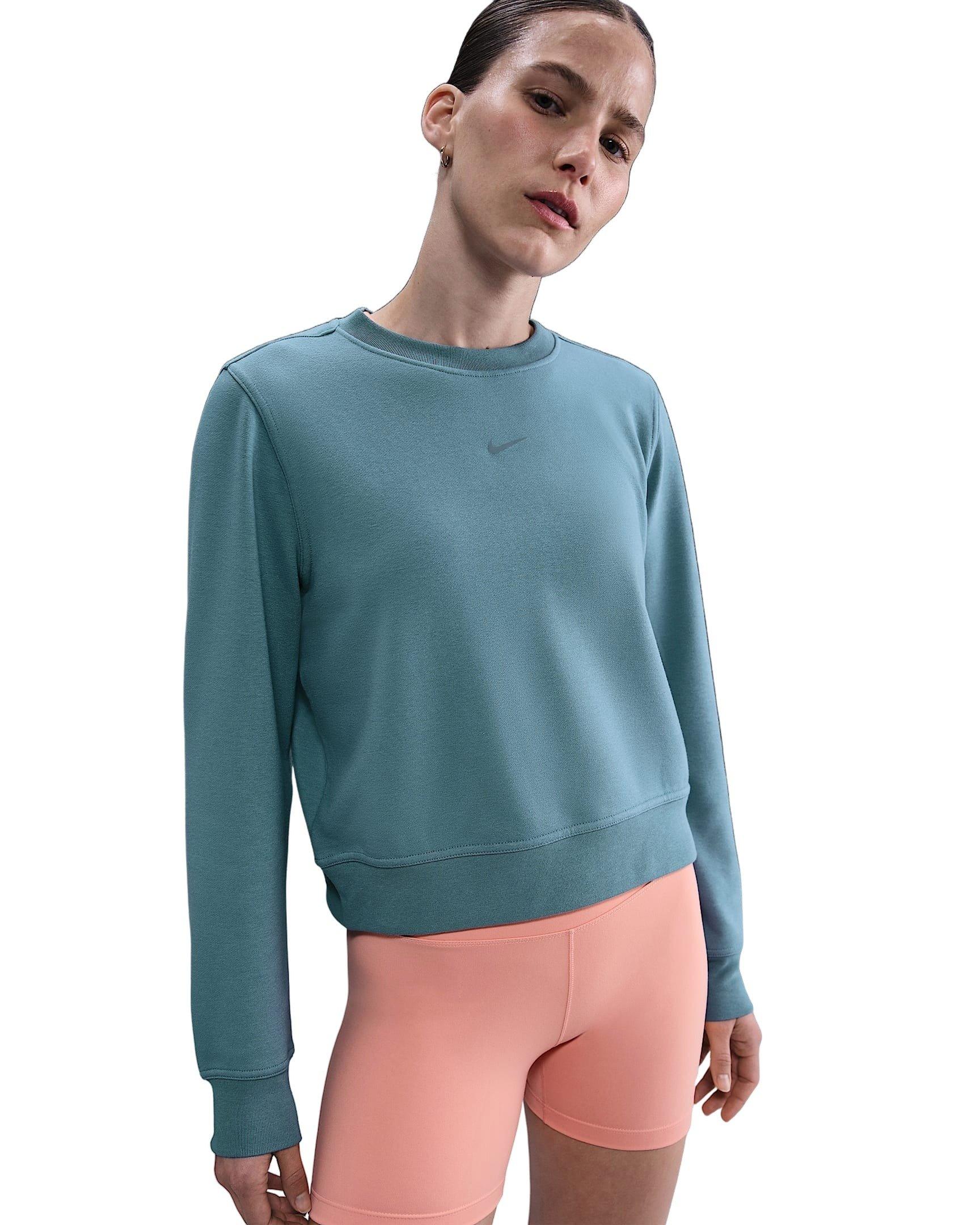 Nike Women's One Dri-FIT Crew-Neck LBR French Terry Sweatshirt -Blue - BLUE Thumbnail View 1