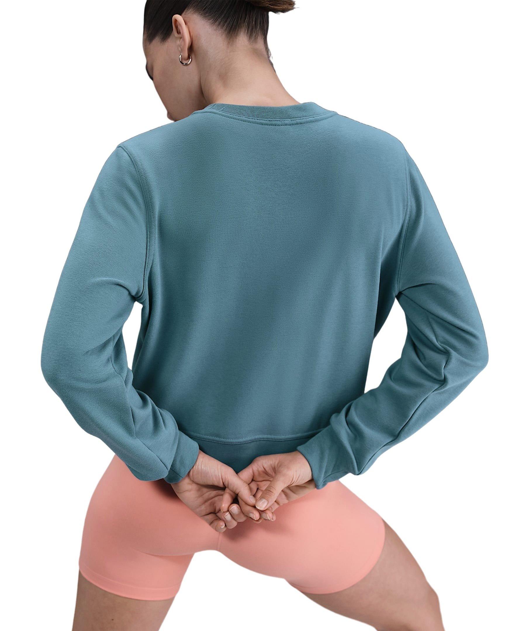 Nike Women's One Dri-FIT Crew-Neck LBR French Terry Sweatshirt -Blue - BLUE Thumbnail View 2