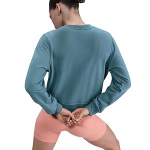 Nike Women's One Dri-FIT Crew-Neck LBR French Terry Sweatshirt -Blue