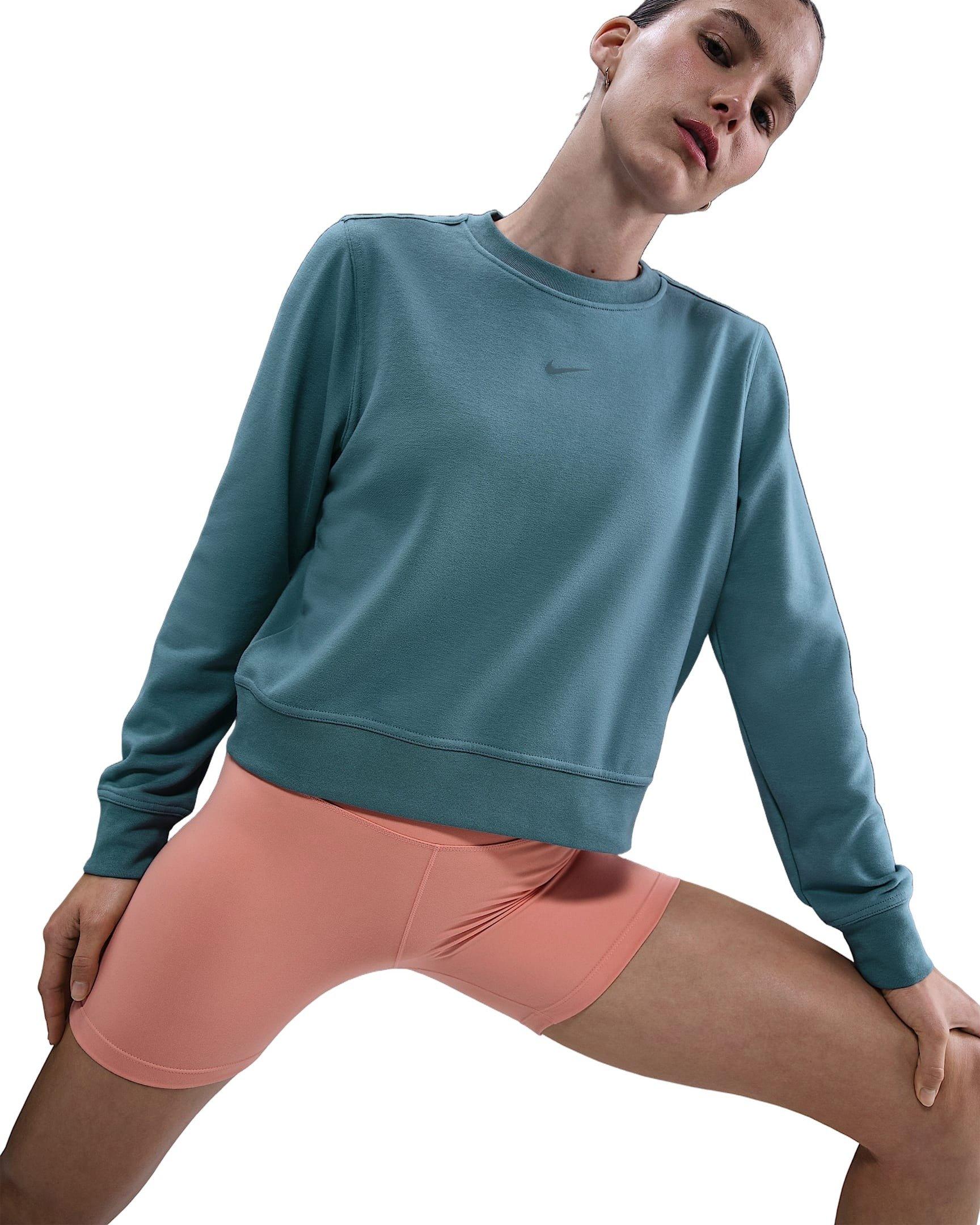 Nike Women's One Dri-FIT Crew-Neck LBR French Terry Sweatshirt -Blue - BLUE Thumbnail View 3