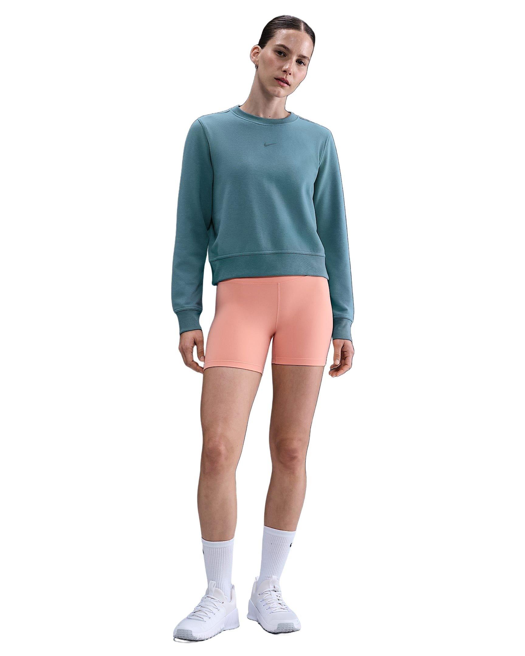 Nike Women's One Dri-FIT Crew-Neck LBR French Terry Sweatshirt -Blue - BLUE Thumbnail View 4