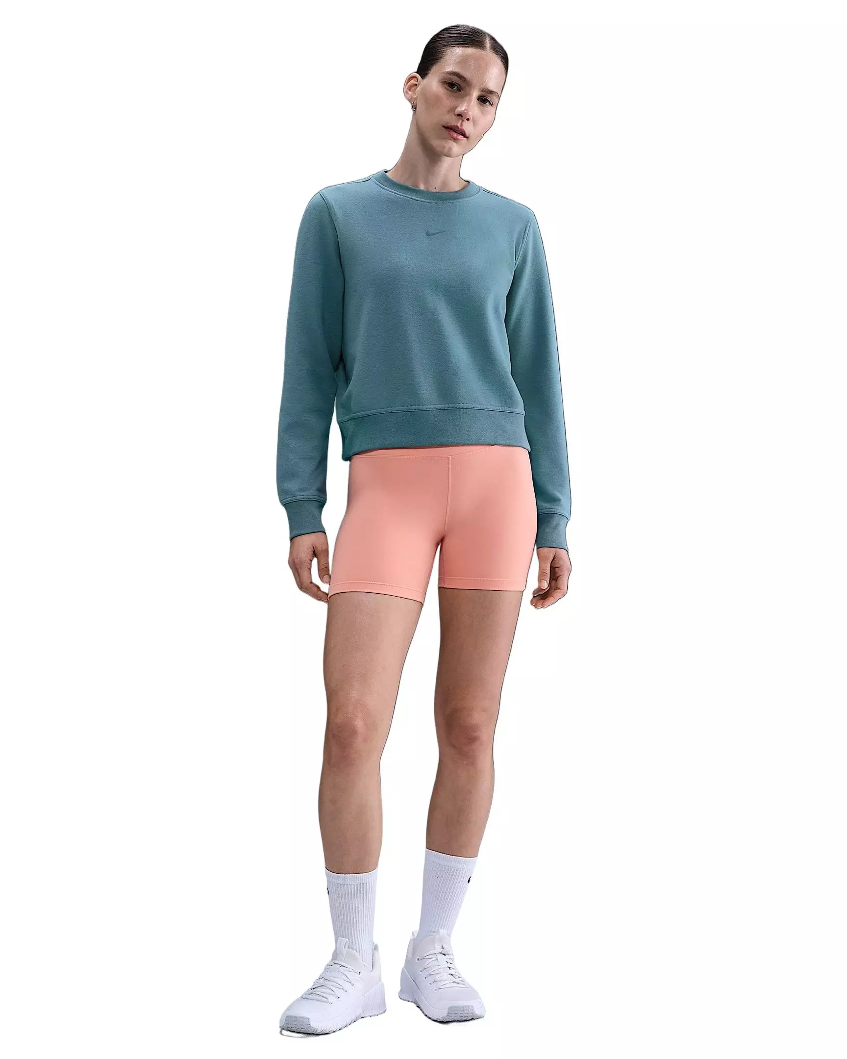 Nike Women's One Dri-FIT Crew-Neck LBR French Terry Sweatshirt -Blue - BLUE