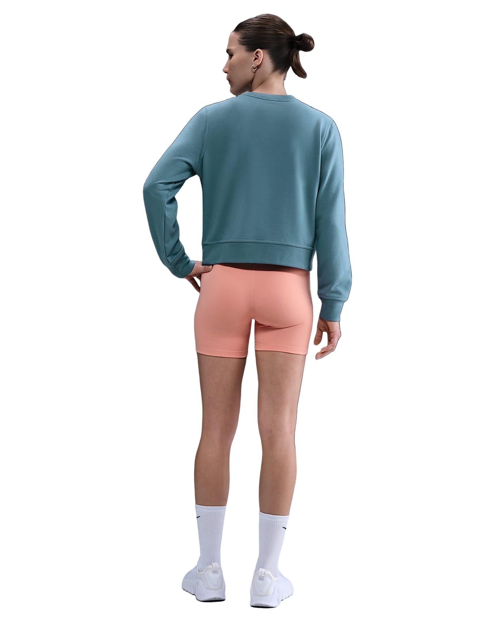 Nike Women's One Dri-FIT Crew-Neck LBR French Terry Sweatshirt -Blue - BLUE Thumbnail View 5