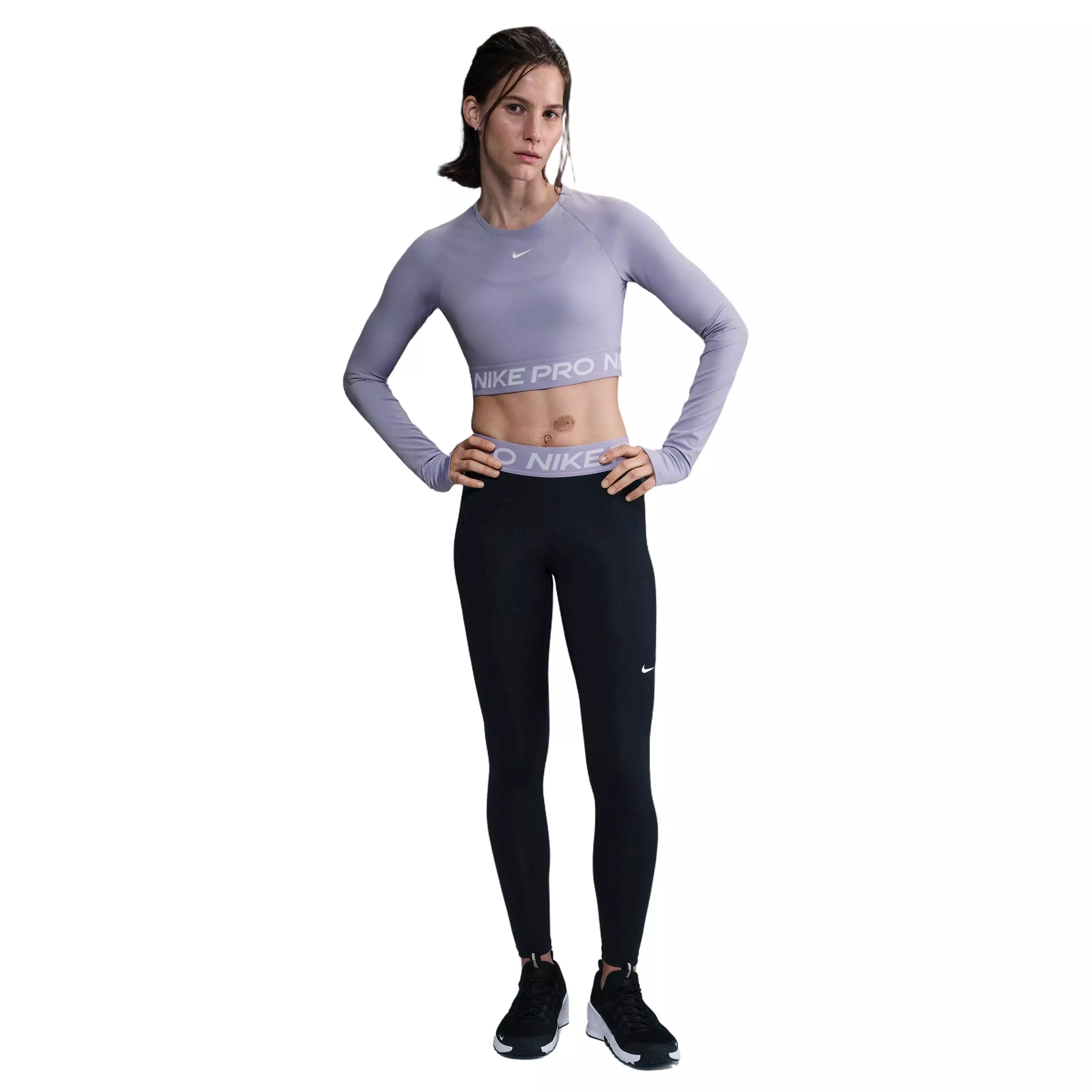 Nike Pro Women' Dri-FIT 365 Crop Long-Sleeve Top -Purple - PURPLE