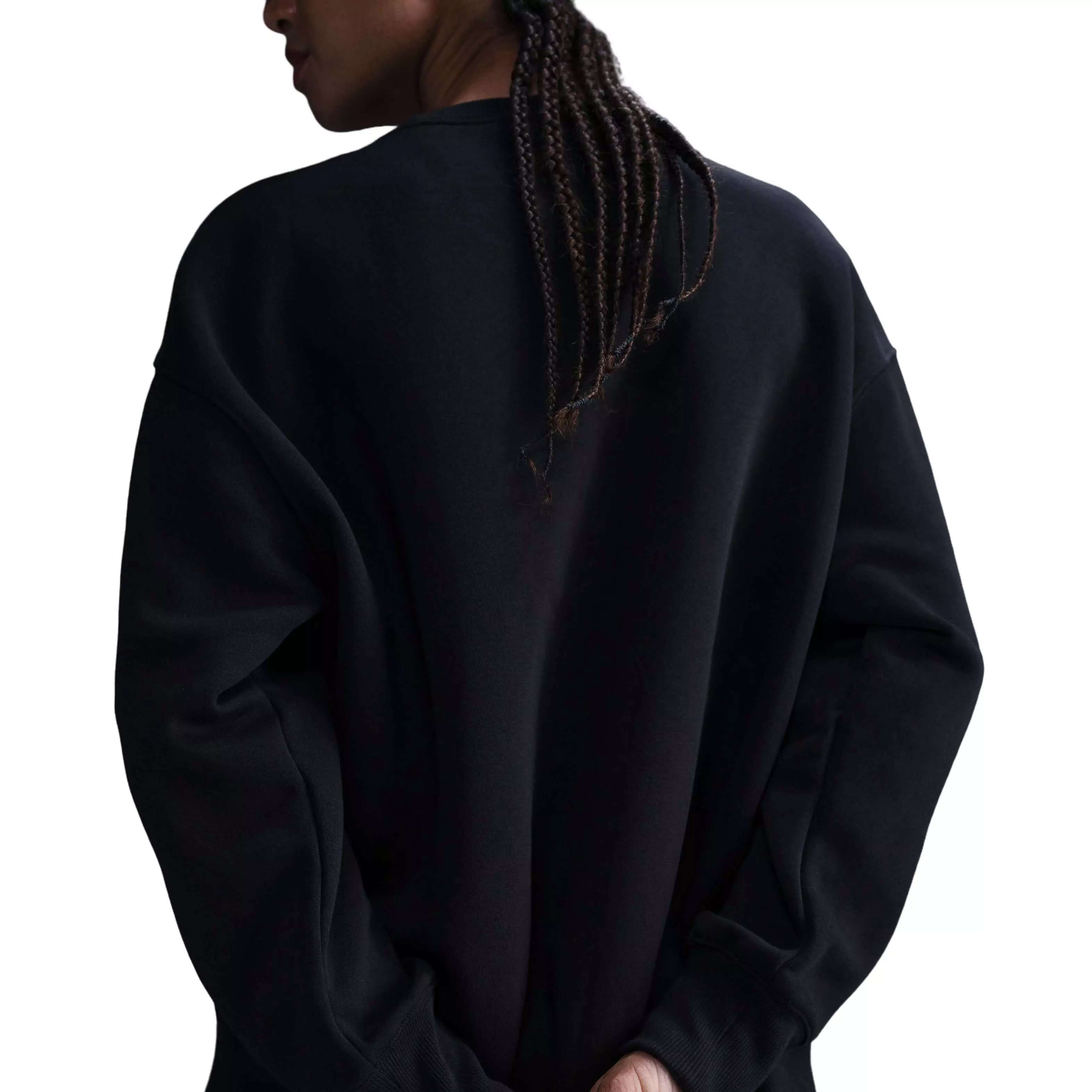 Nike Women's Sportswear Phoenix Fleece Oversized Crew-Neck Sweatshirt - BLACK