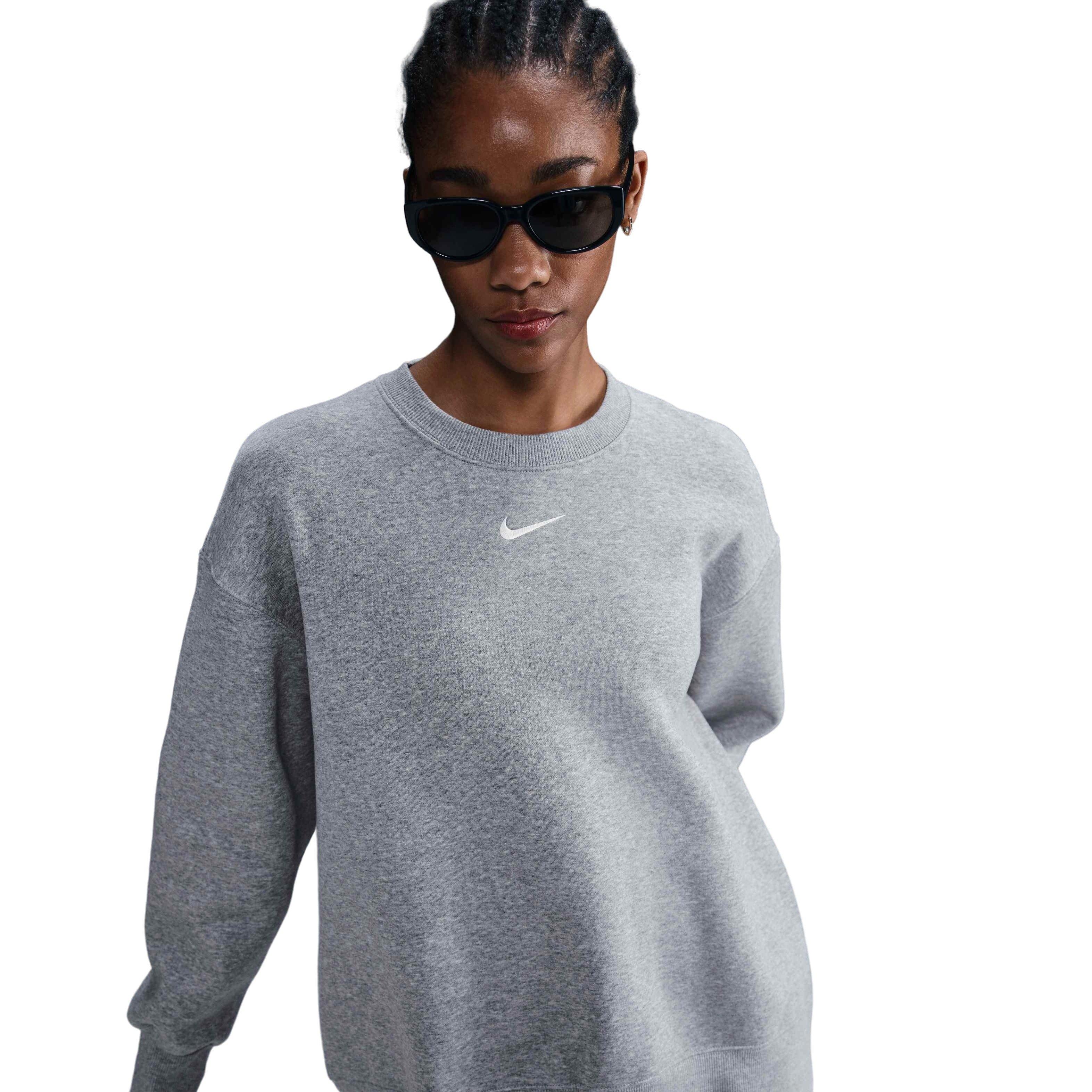 Nike Women's Sportswear Phoenix Fleece Oversized Crew-Neck Sweatshirt - DK GREY Thumbnail View 3